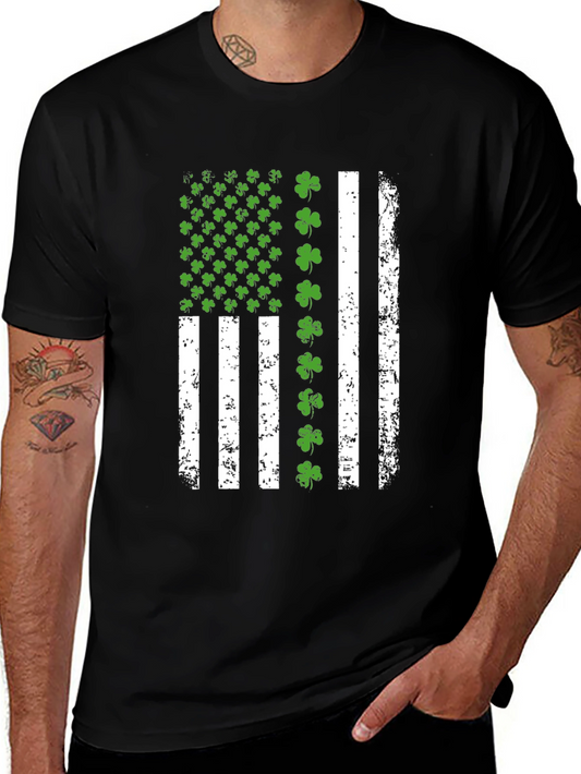 St. Patricks Day Clover American Flag Graphic Tee