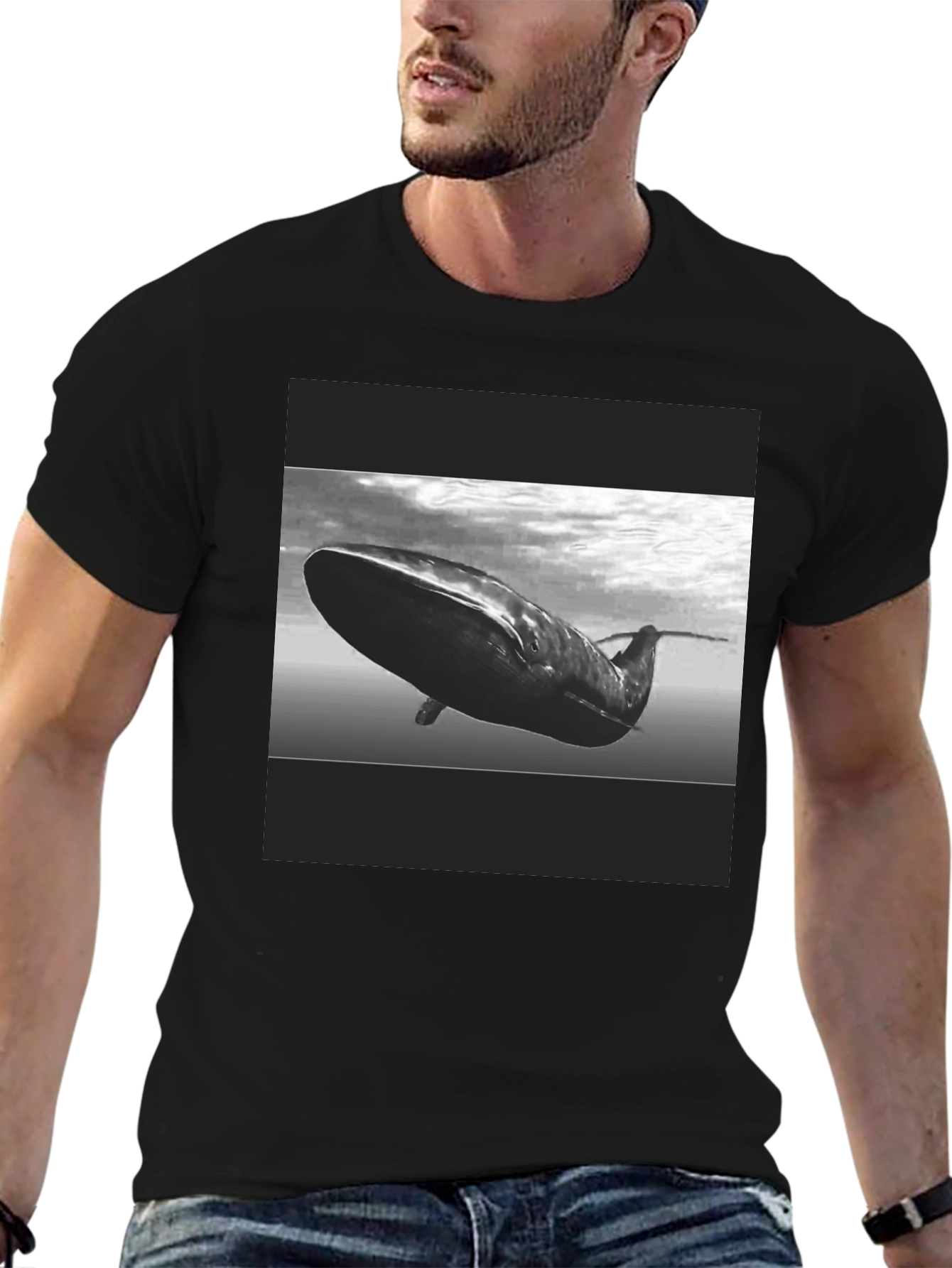 Whale Graphic Black T-Shirt