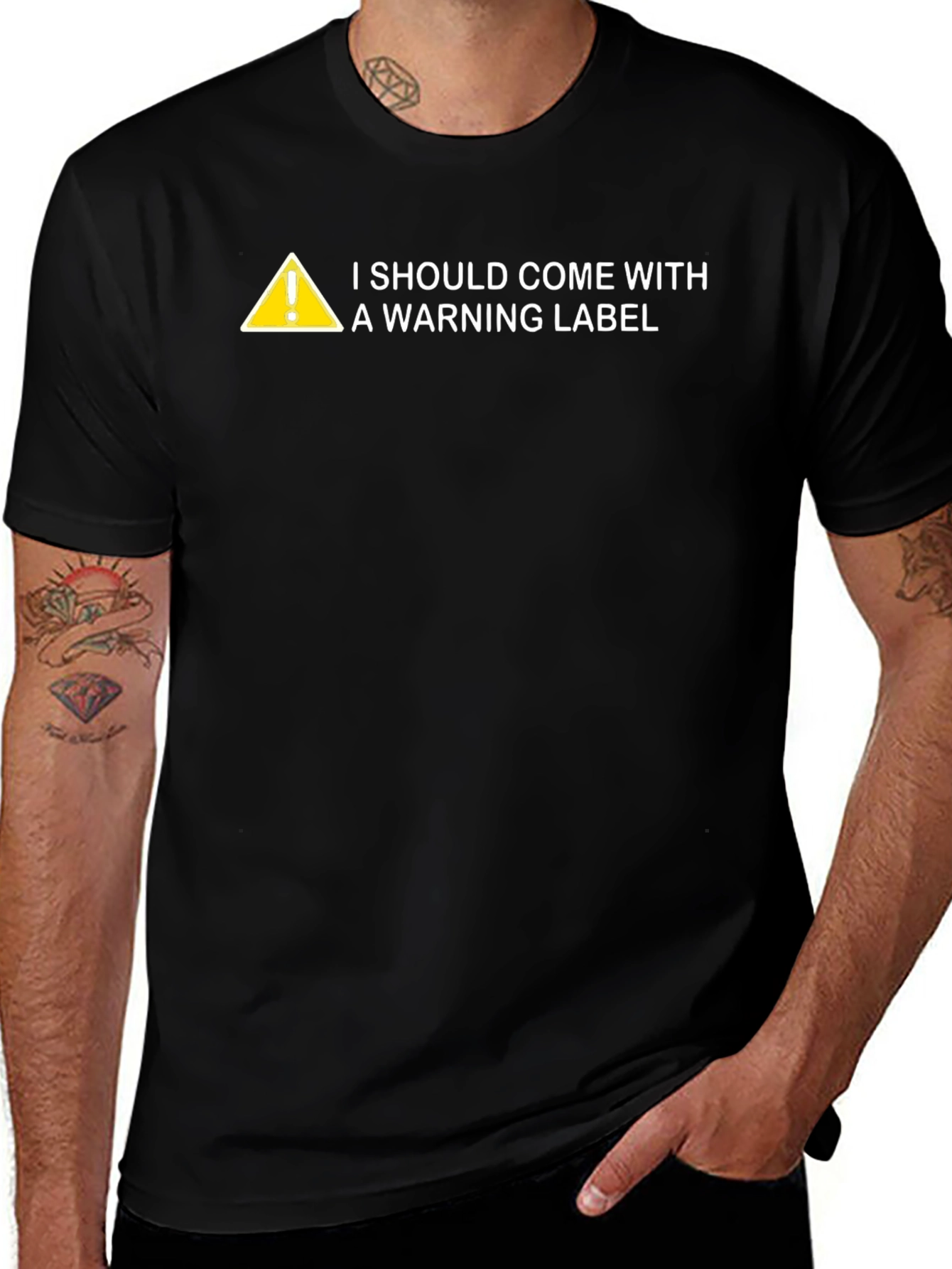 Warning Label Graphic Novelty T-Shirt
