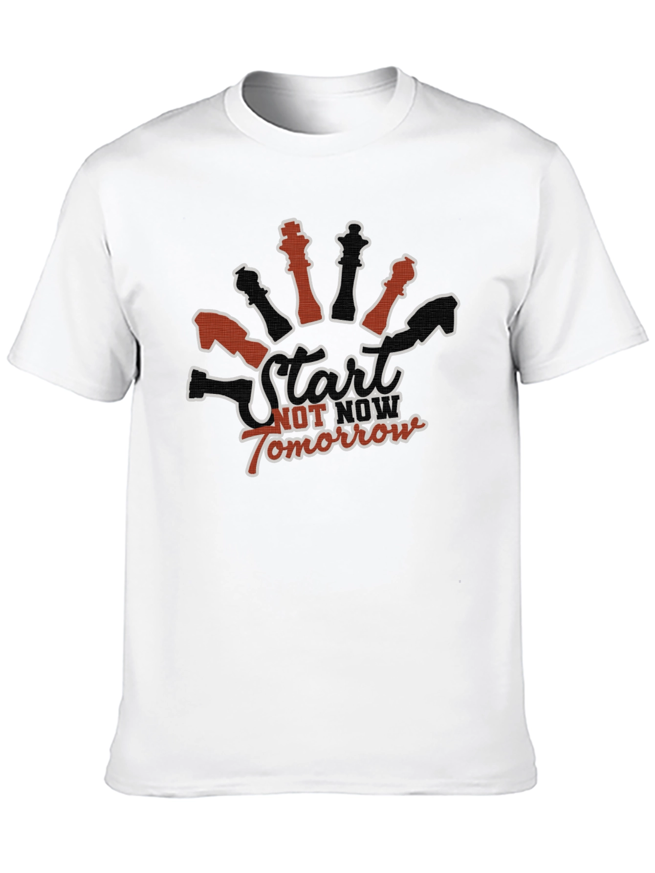 Start Now Chess Graphic Tee - Black Cotton T-Shirt