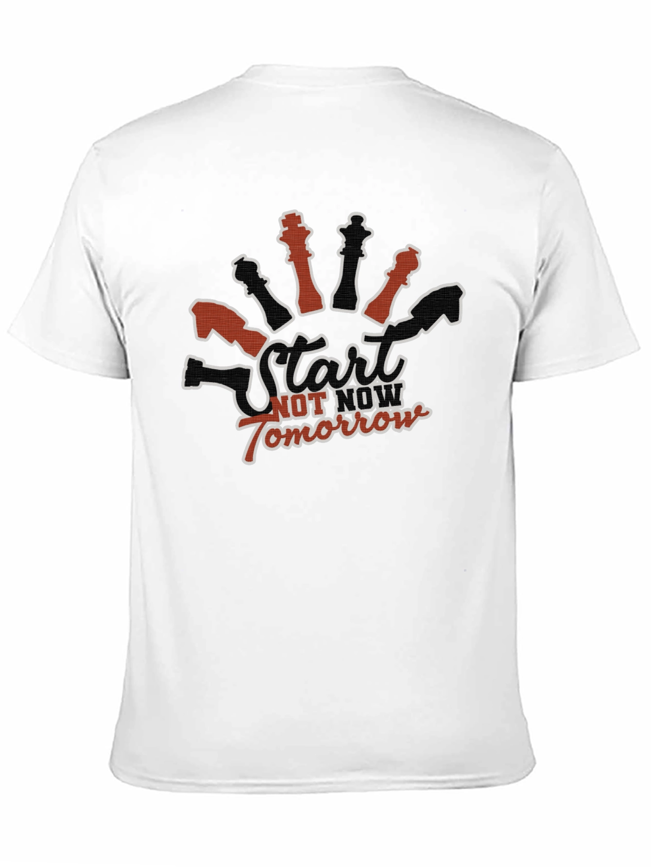 Start Now Chess Graphic Tee - Black Cotton T-Shirt