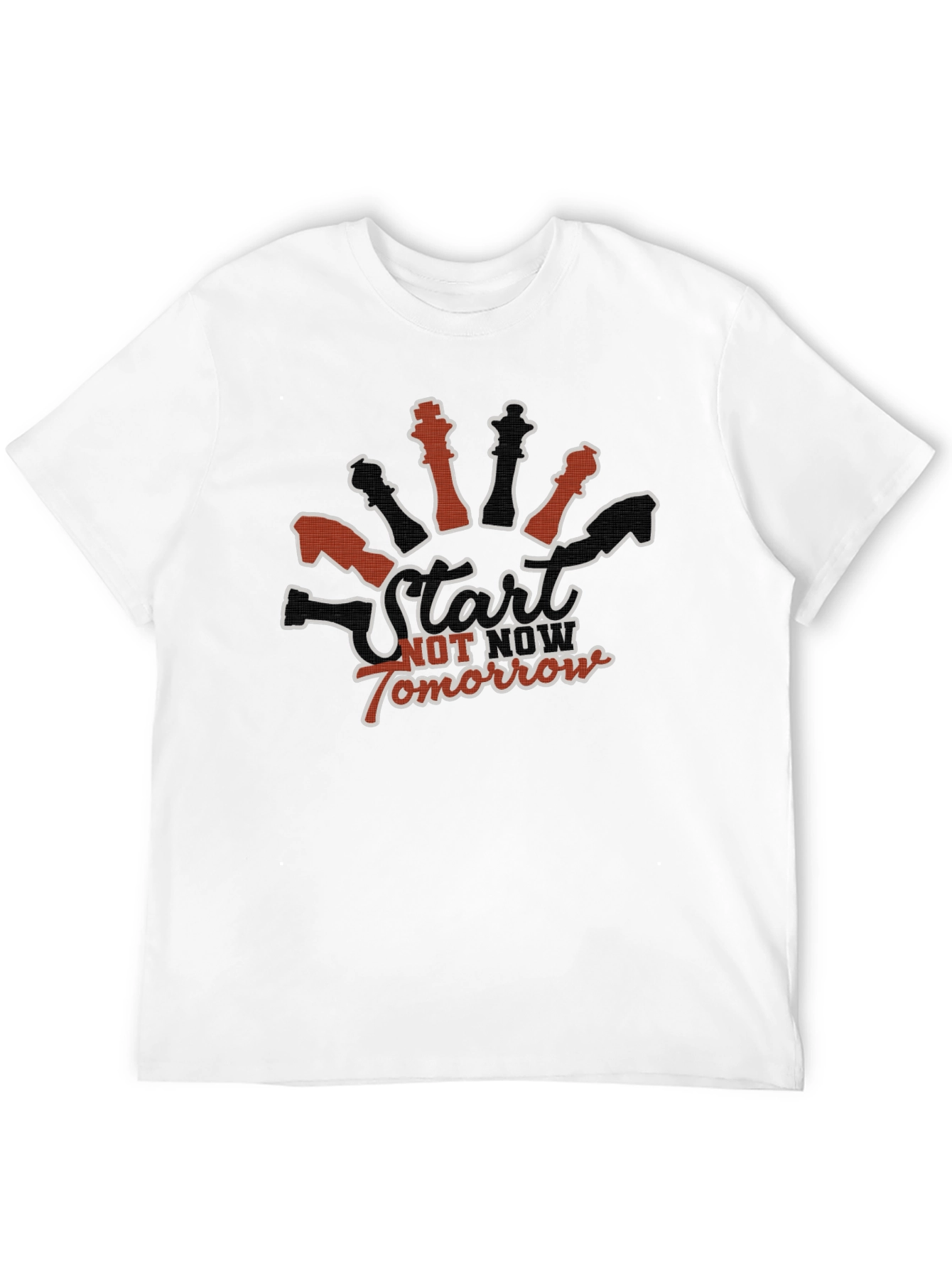 Start Now Chess Graphic Tee - Black Cotton T-Shirt