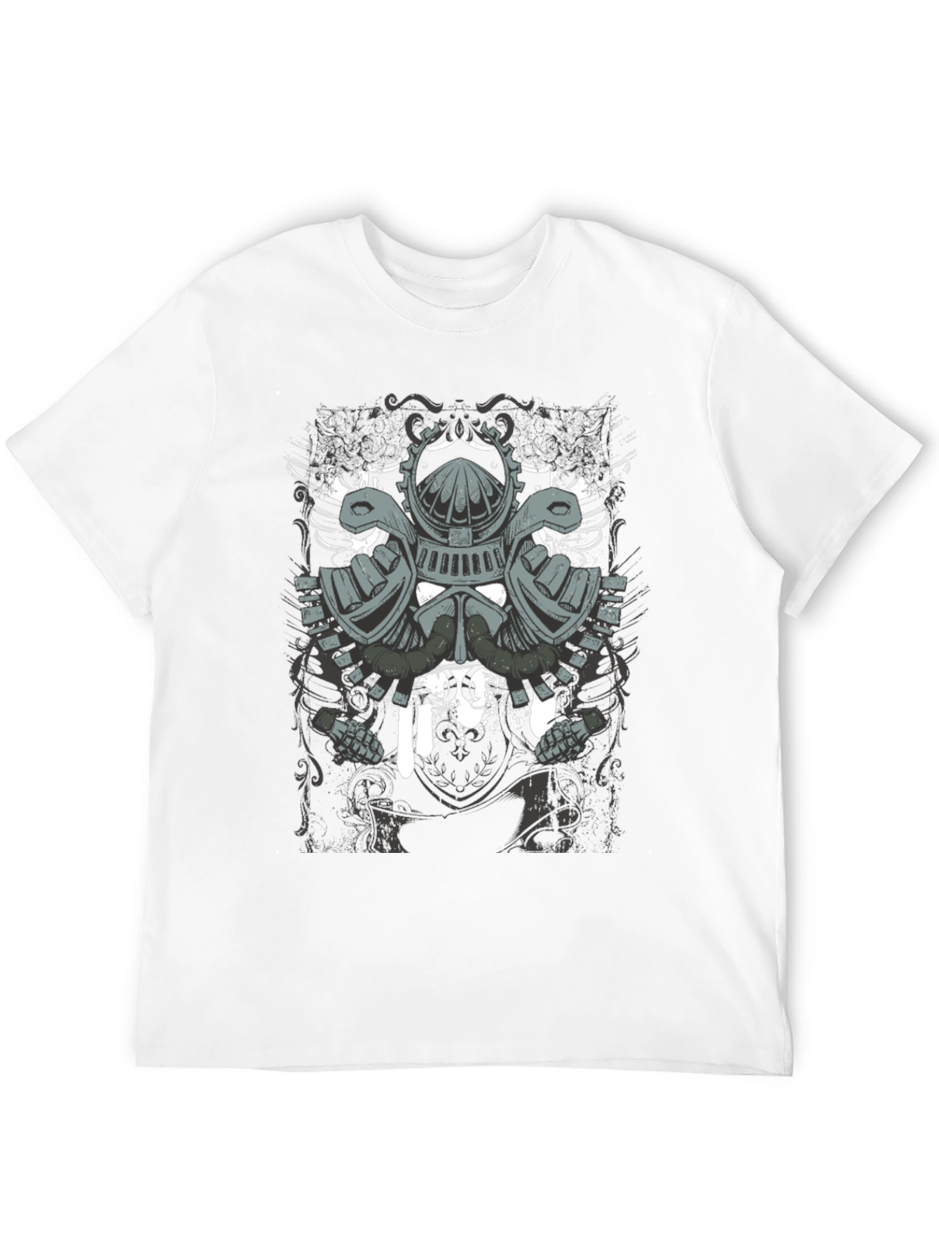 Mens Black T-Shirt with Knight Helmet Graphic