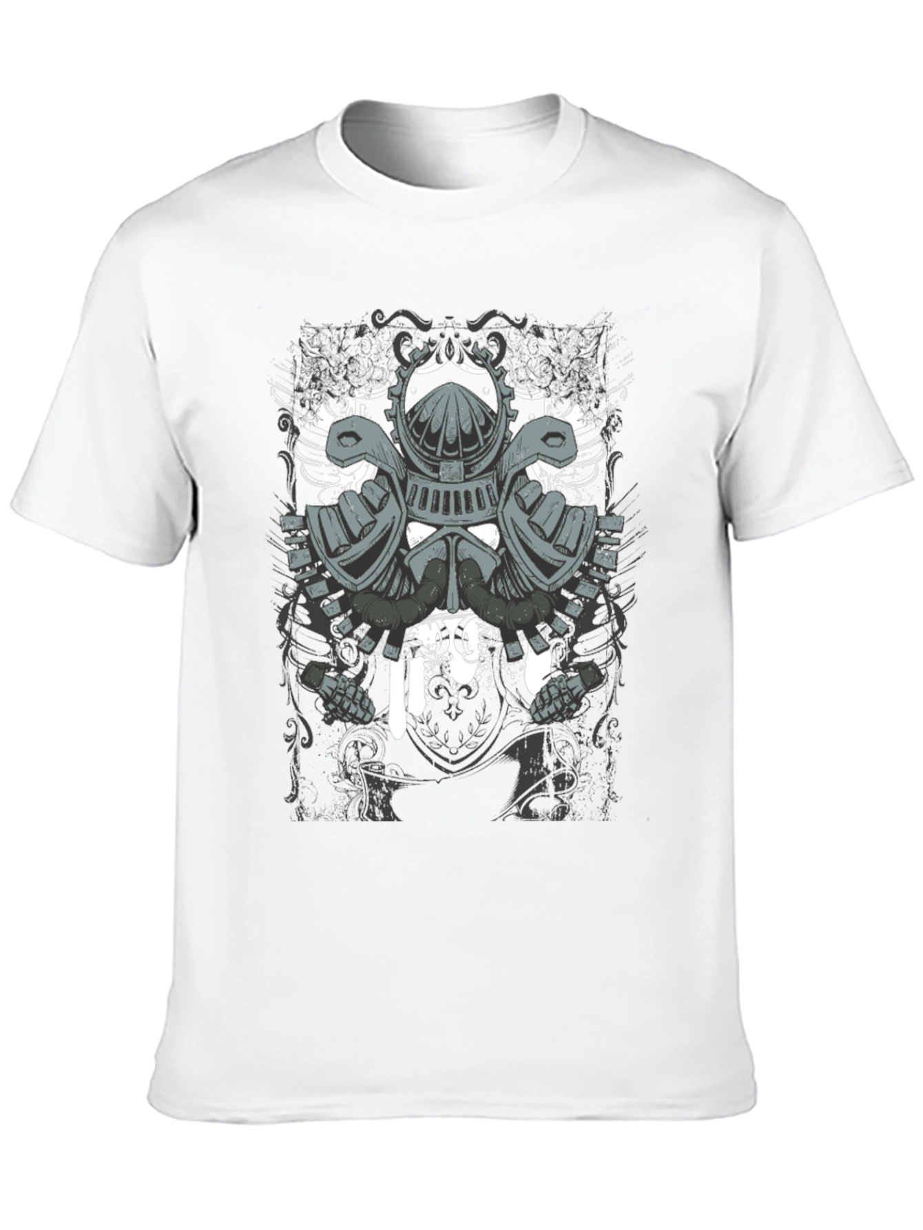 Mens Black T-Shirt with Knight Helmet Graphic