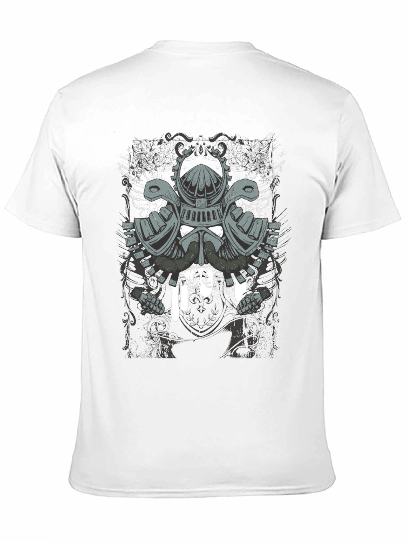 Mens Black T-Shirt with Knight Helmet Graphic