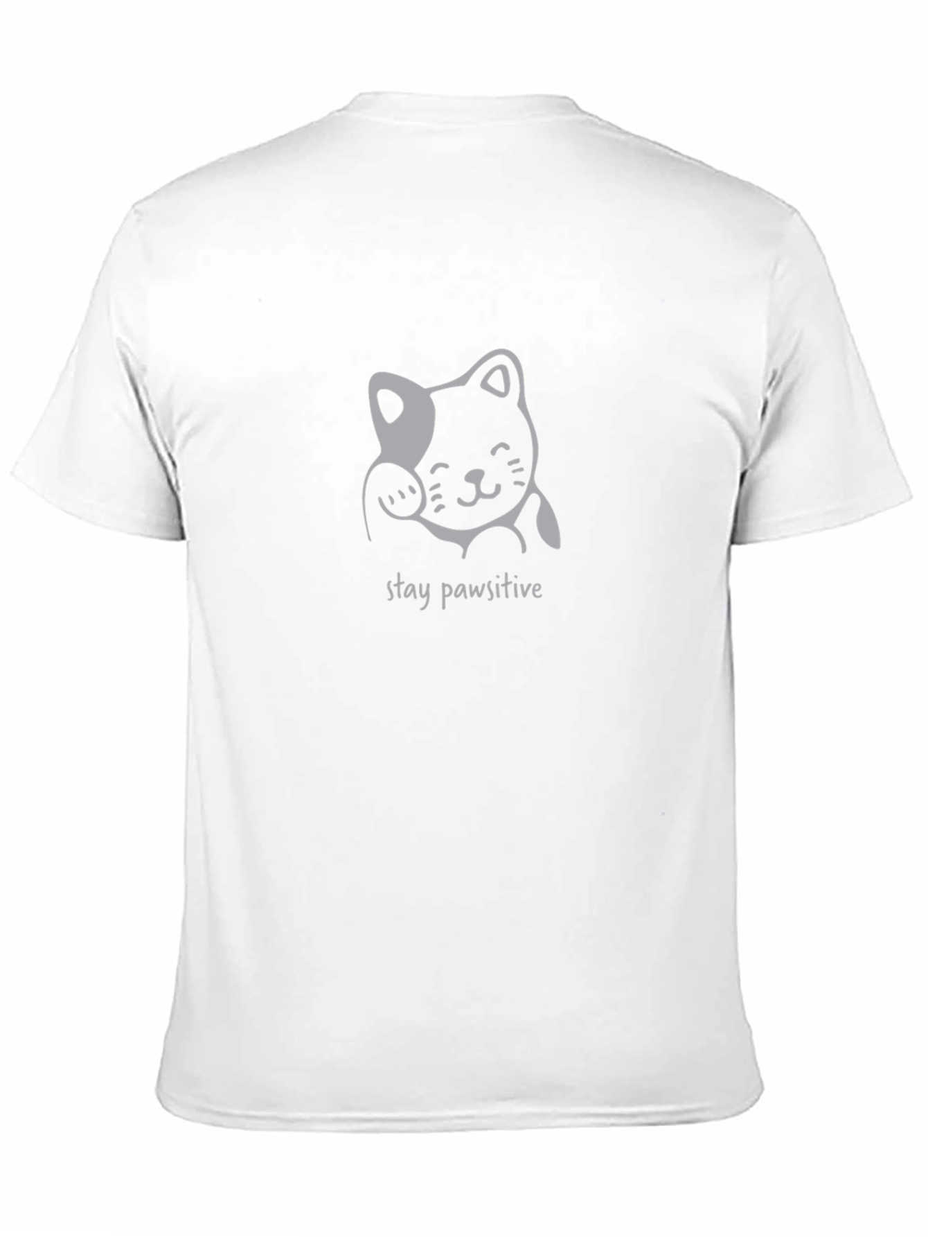 Stay Pawsitive Cat Graphic Tee - Black