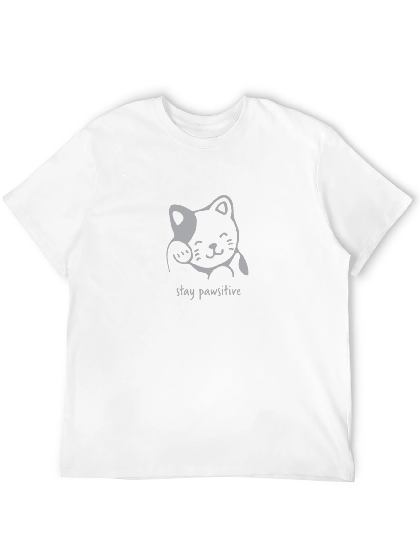 Stay Pawsitive Cat Graphic Tee - Black