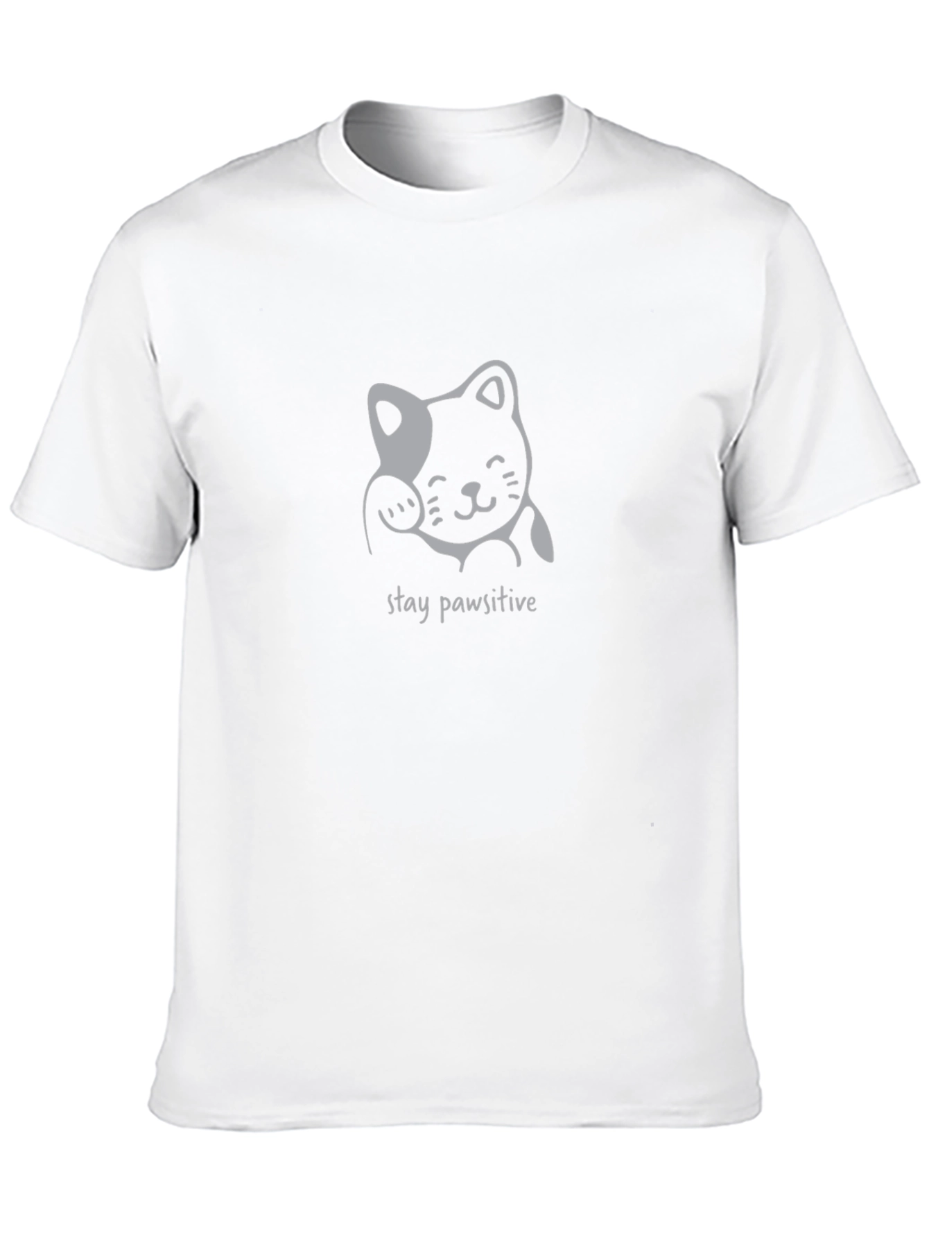 Stay Pawsitive Cat Graphic Tee - Black