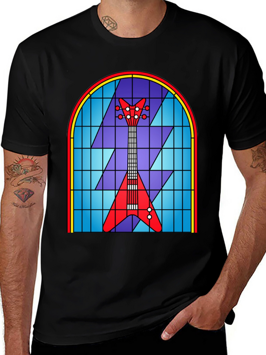 Stained Glass Guitar Graphic Tee