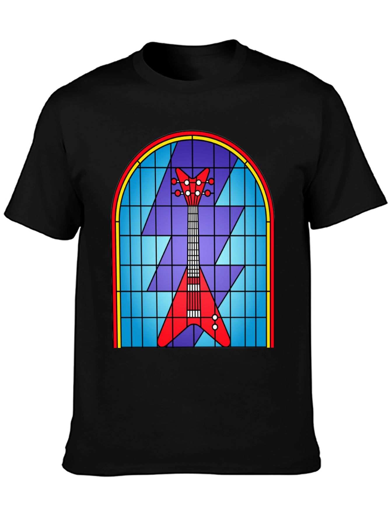 Stained Glass Guitar Graphic Tee