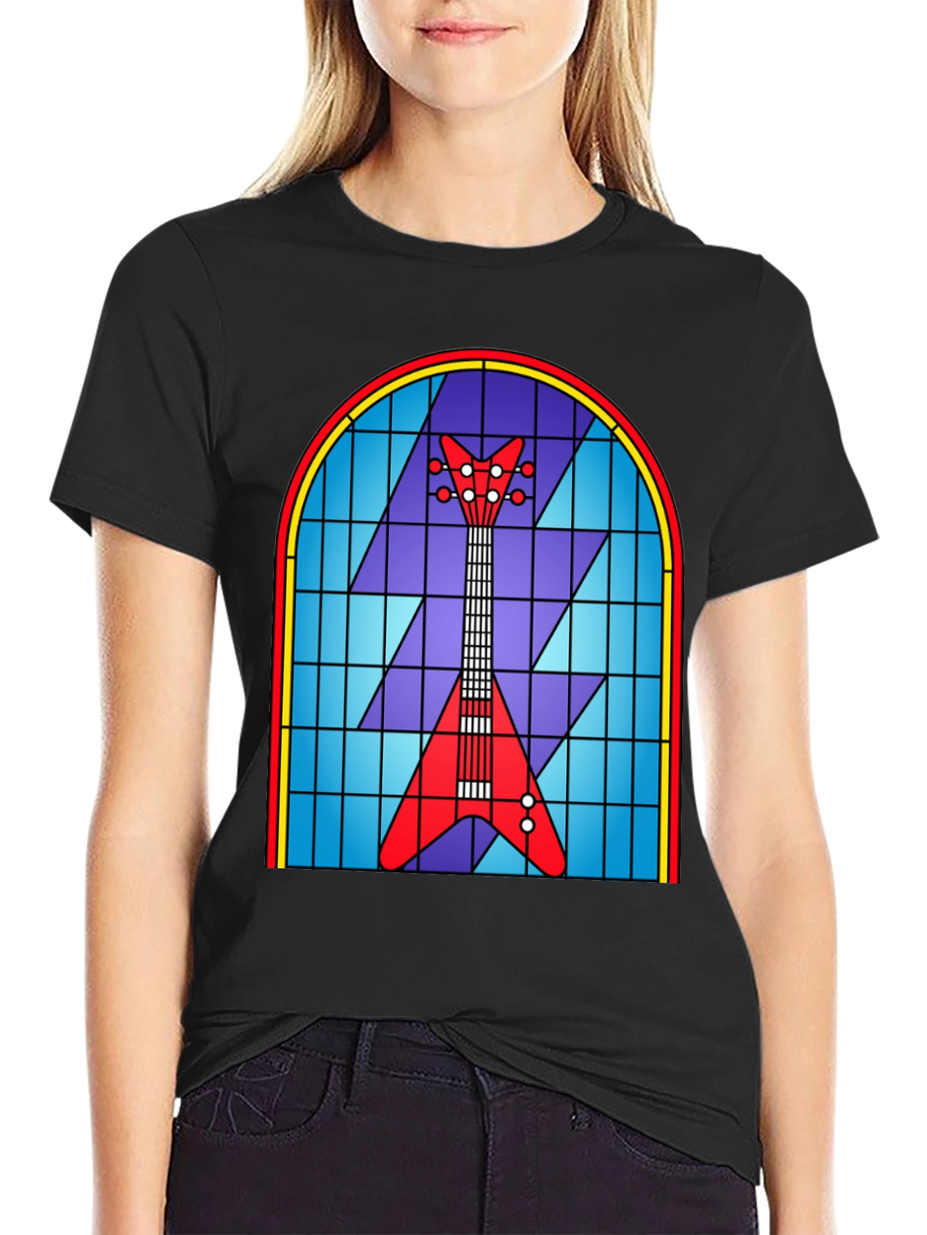 Stained Glass Guitar Graphic Tee
