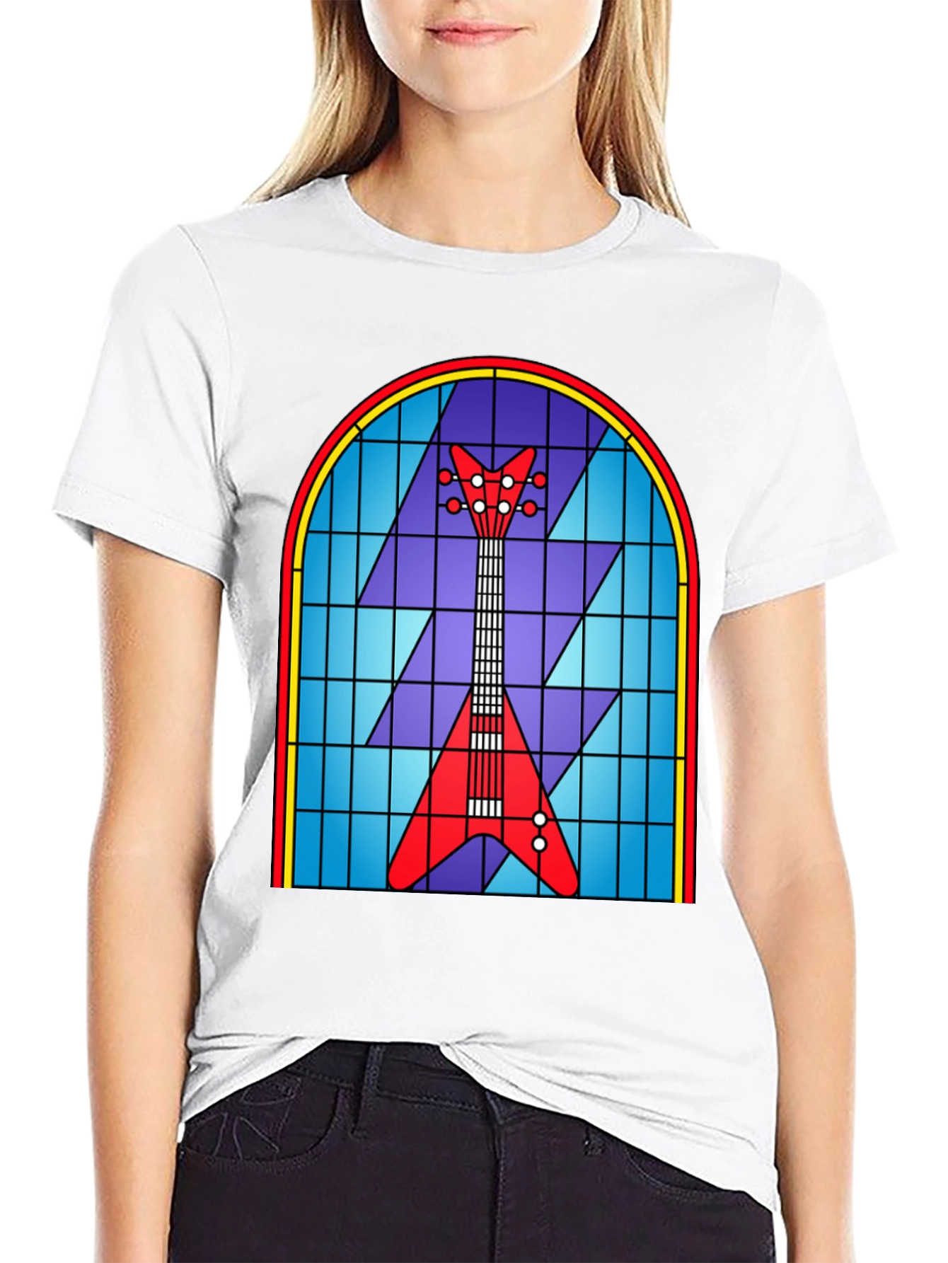 Stained Glass Guitar Graphic Tee