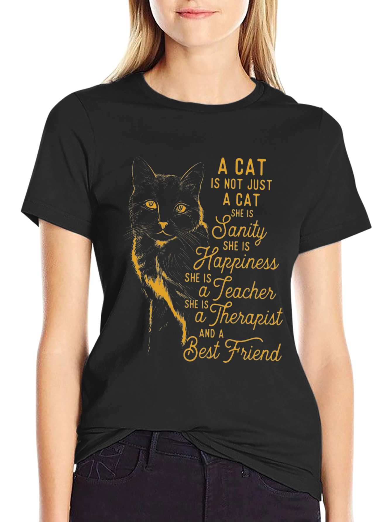 Cat Lover T-Shirt - Sanity Happiness Best Friend
