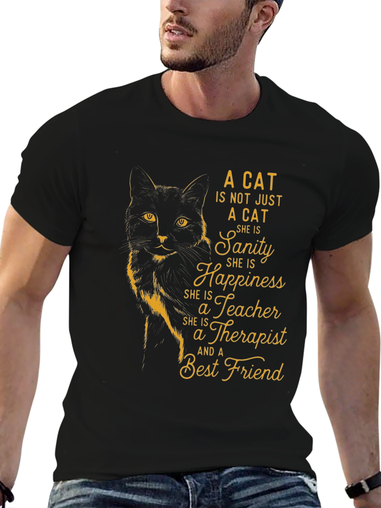 Cat Lover T-Shirt - Sanity Happiness Best Friend