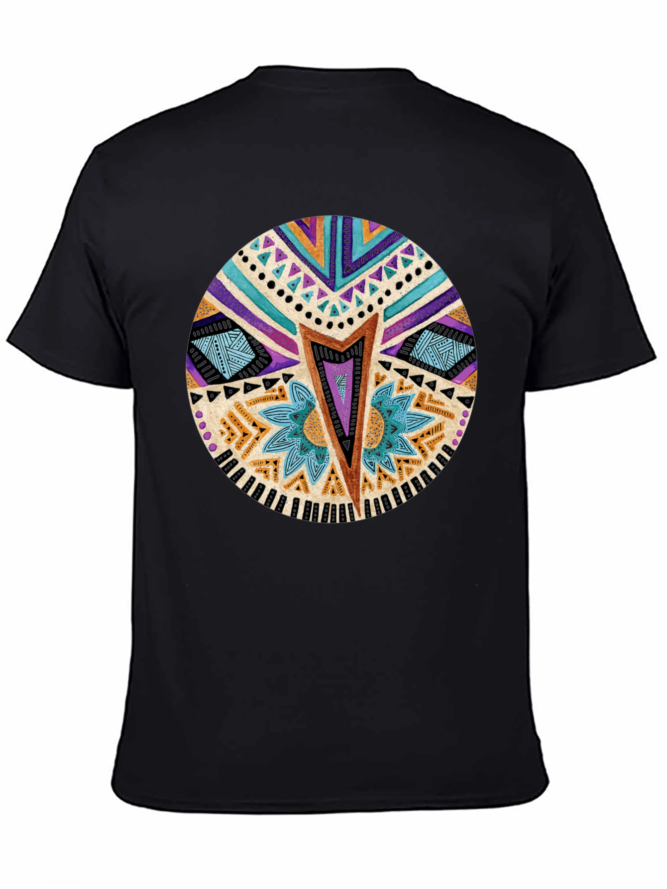 Tribal Pattern Black T-Shirt