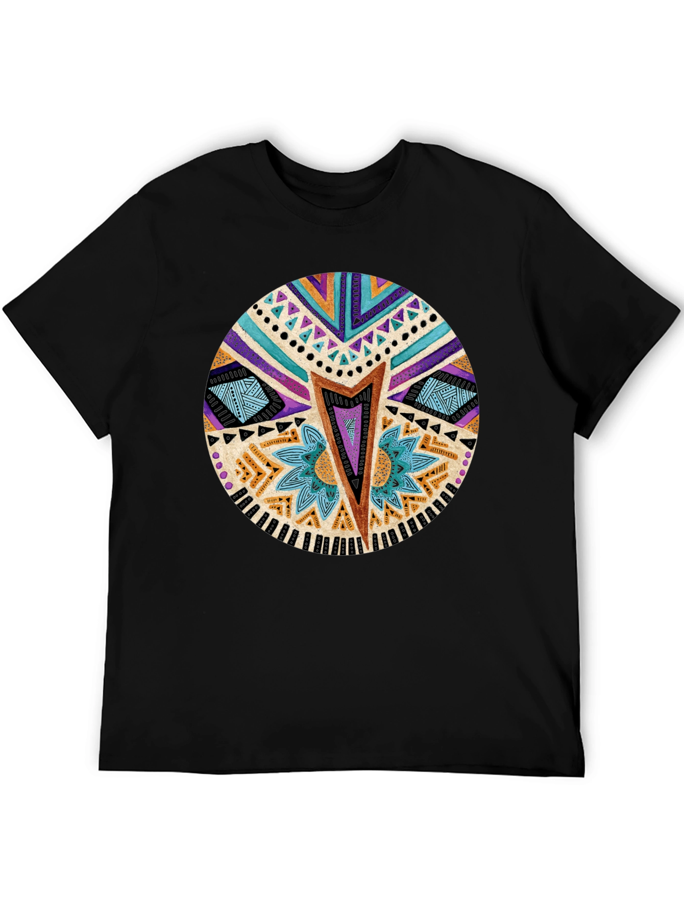 Tribal Pattern Black T-Shirt