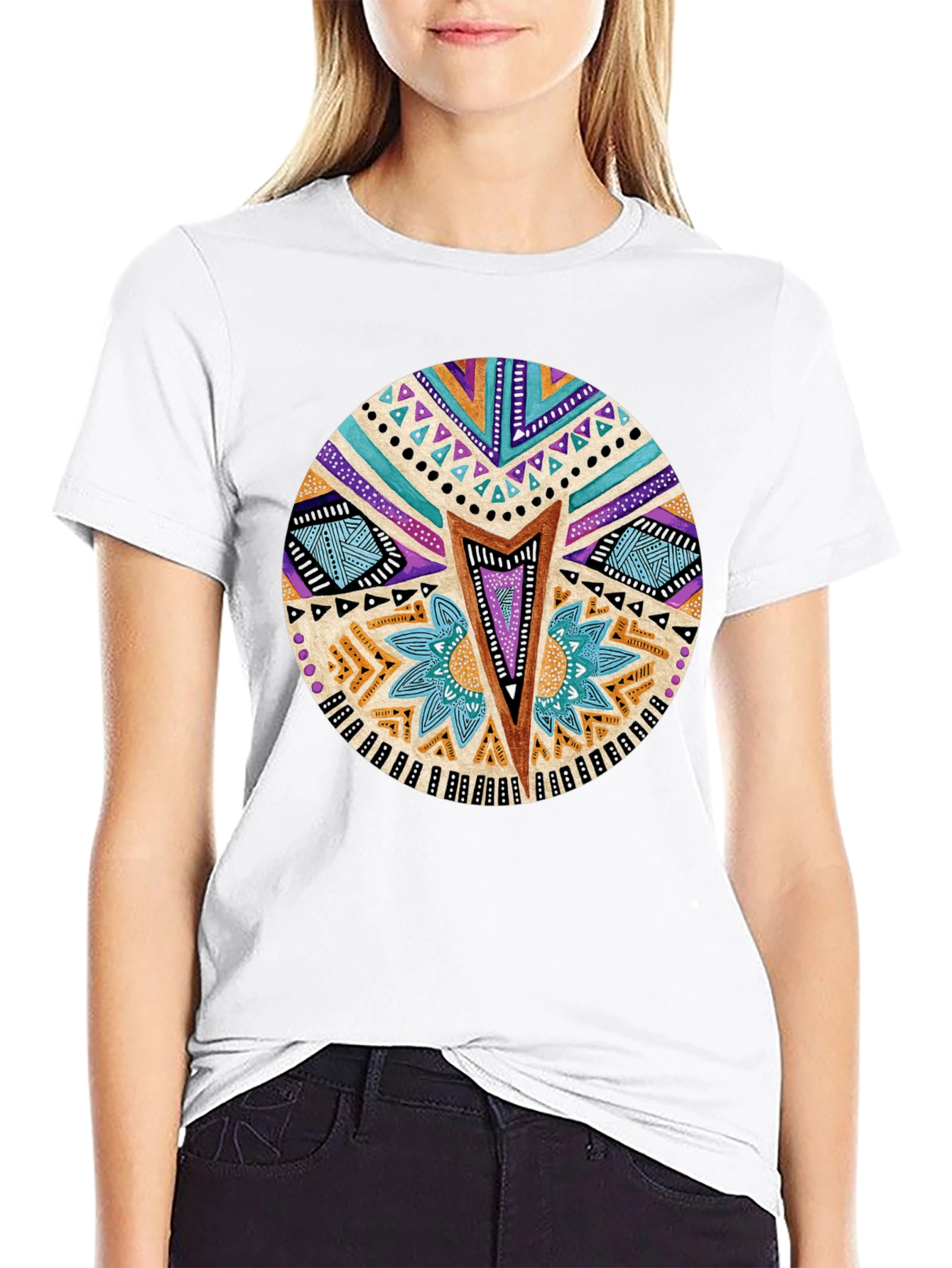 Tribal Pattern Black T-Shirt
