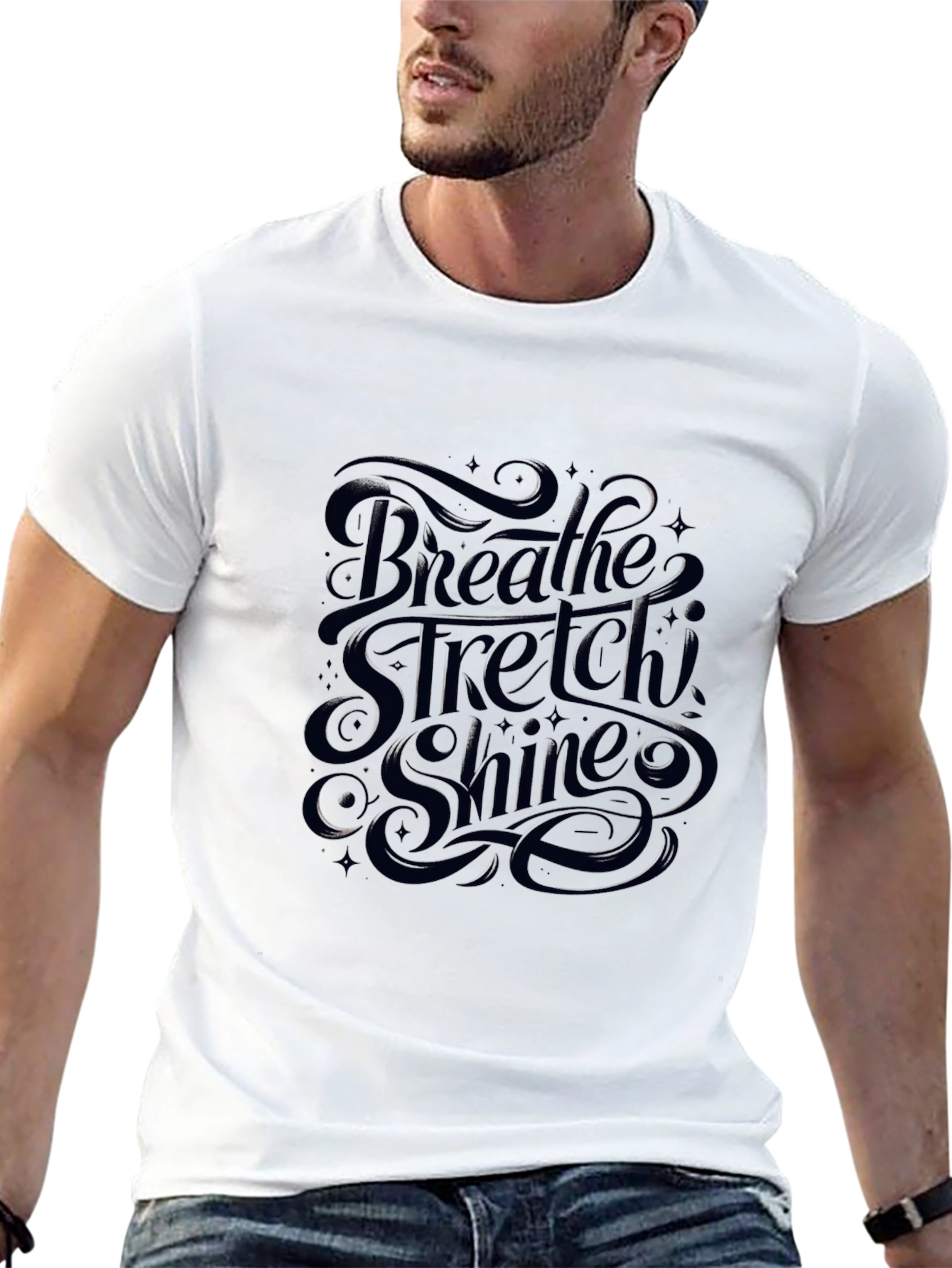 Breathe Stretch Shine Graphic Black T-Shirt
