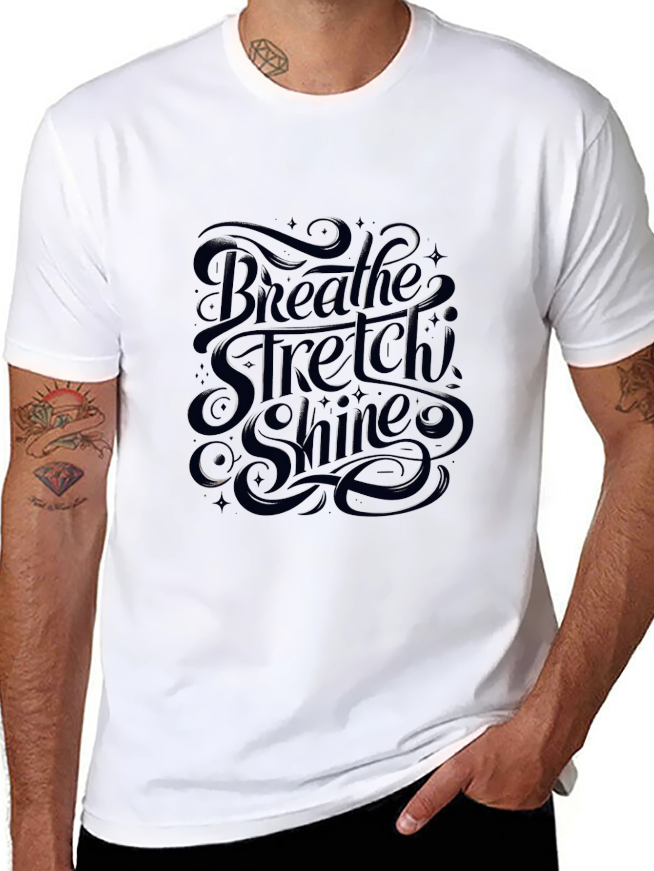 Breathe Stretch Shine Graphic Black T-Shirt