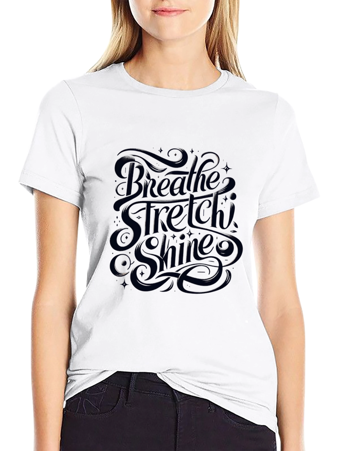 Breathe Stretch Shine Graphic Black T-Shirt