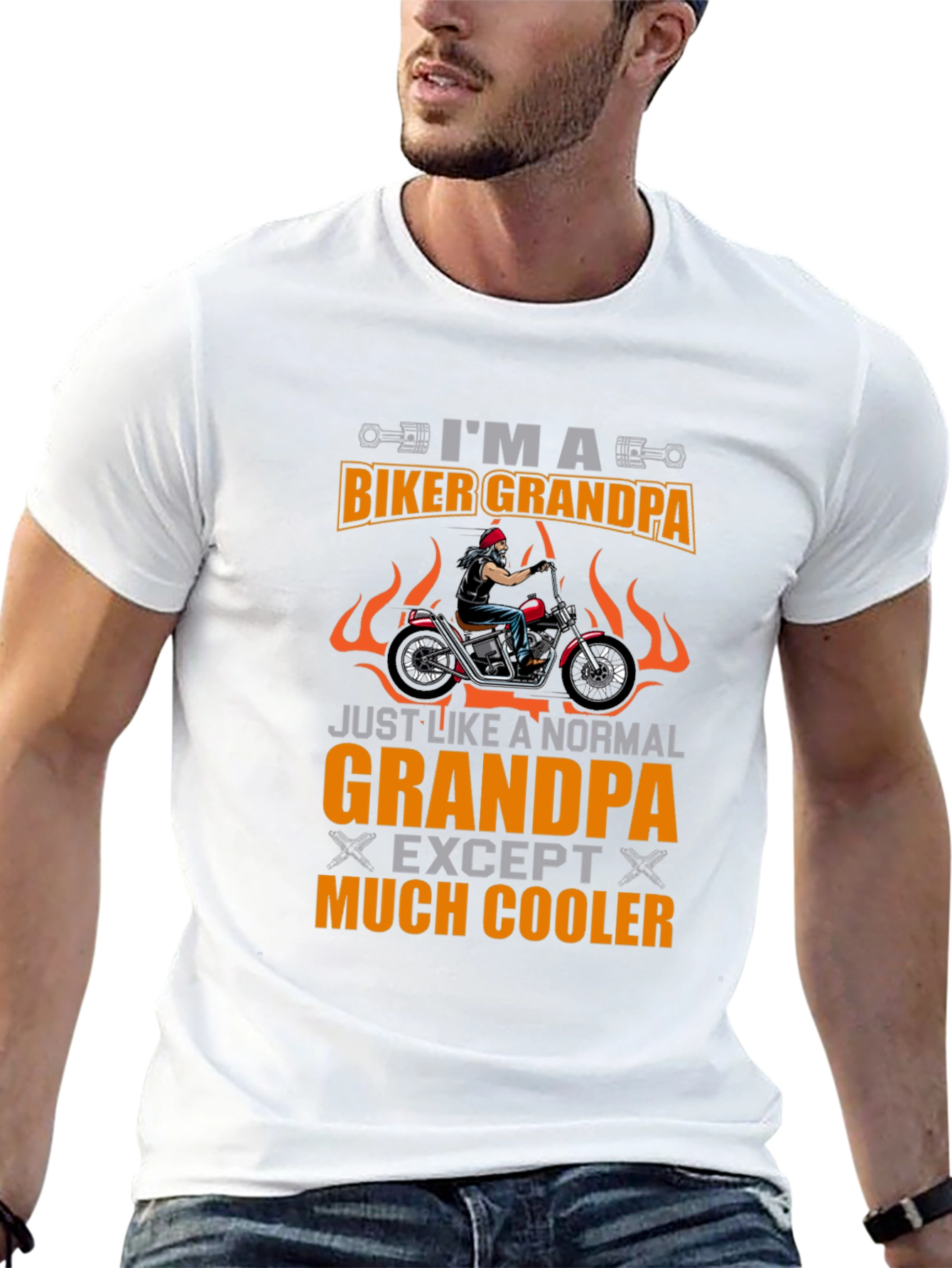 Biker Grandpa Graphic T-Shirt