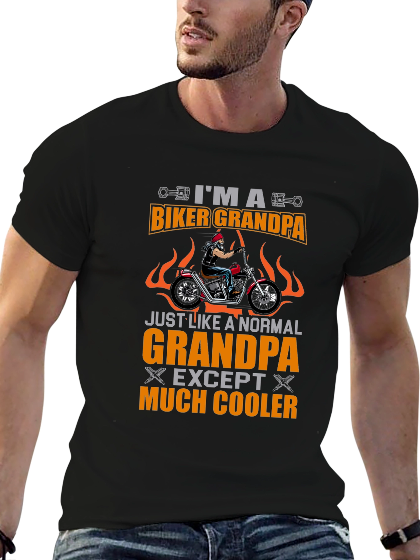 Biker Grandpa Graphic T-Shirt