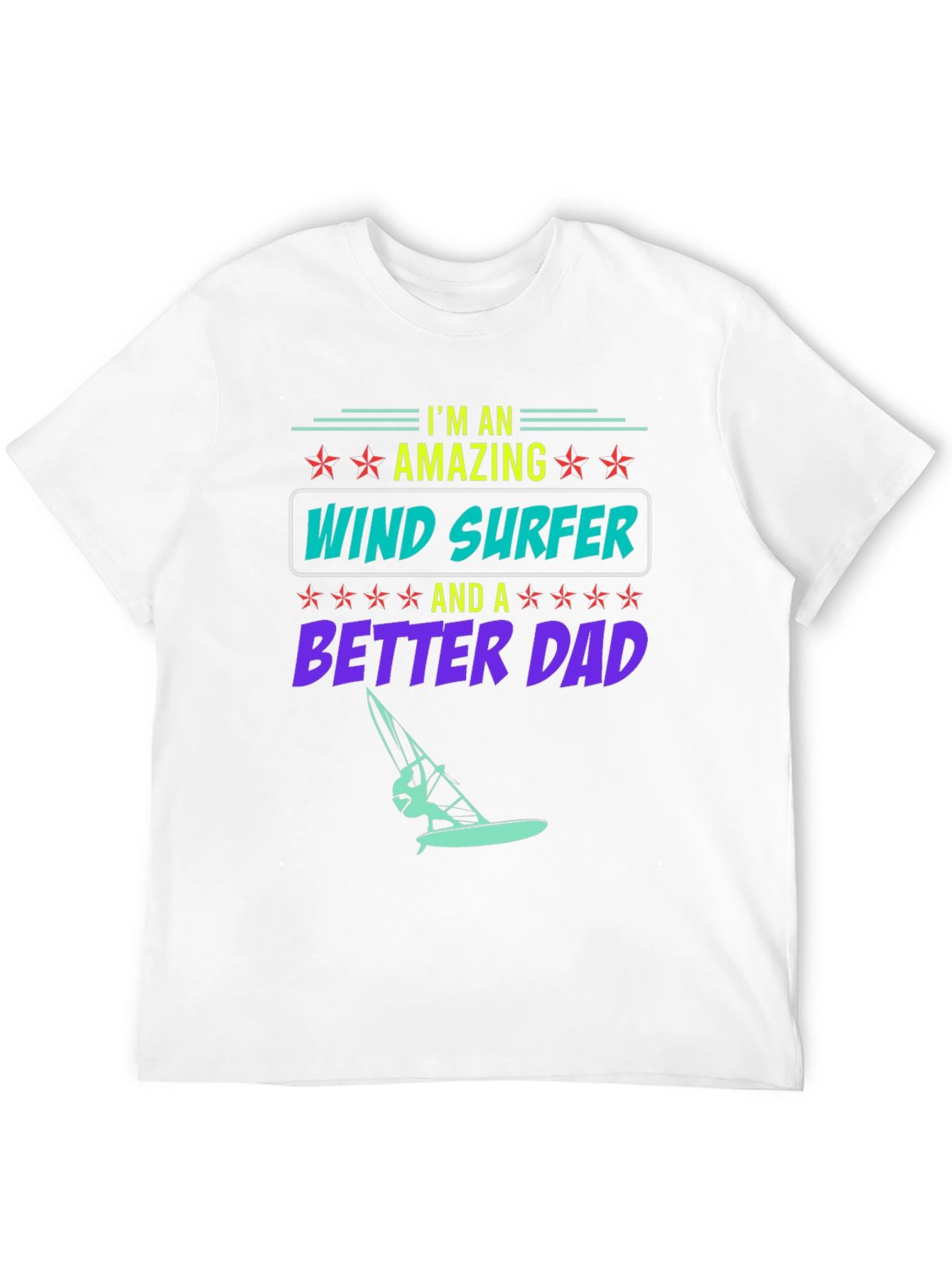 Amazing Wind Surfer Dad Black Graphic Tee