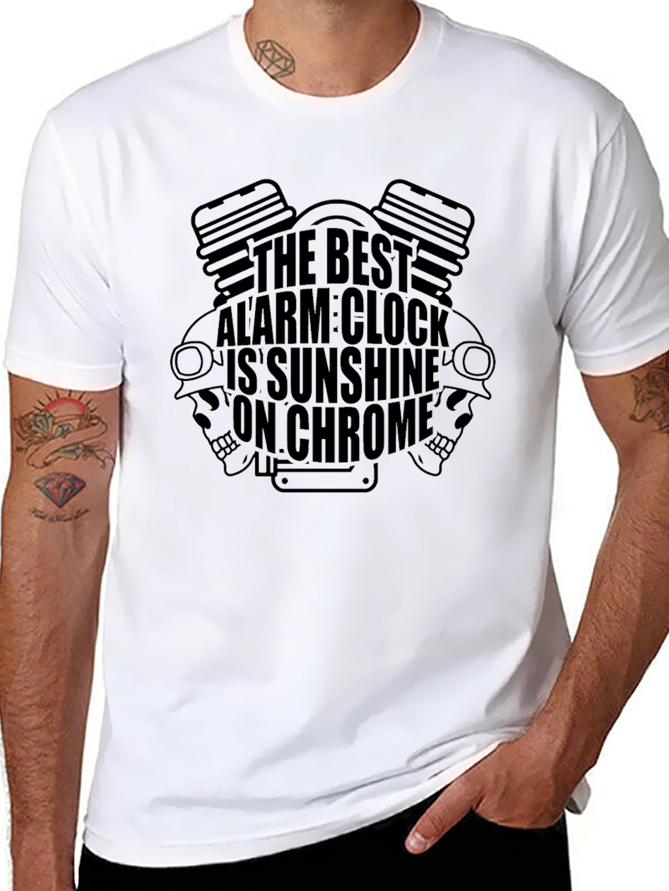 Sunshine on Chrome Biker T-Shirt - Black Graphic Tee