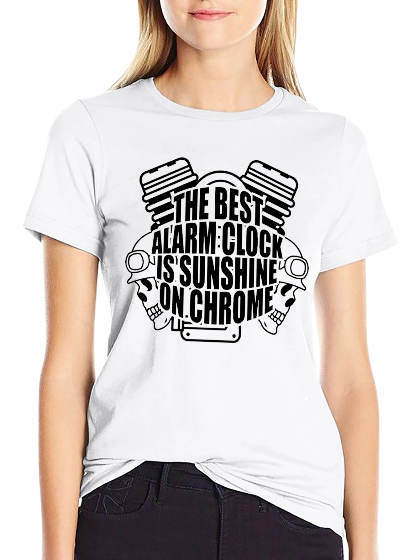 Sunshine on Chrome Biker T-Shirt - Black Graphic Tee