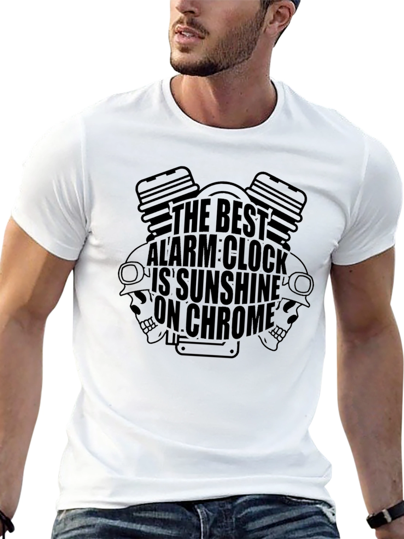 Sunshine on Chrome Biker T-Shirt - Black Graphic Tee