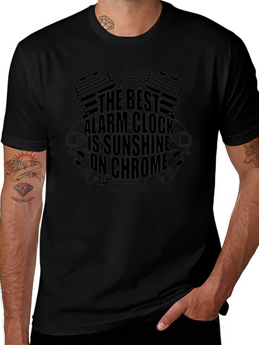 Sunshine on Chrome Biker T-Shirt - Black Graphic Tee
