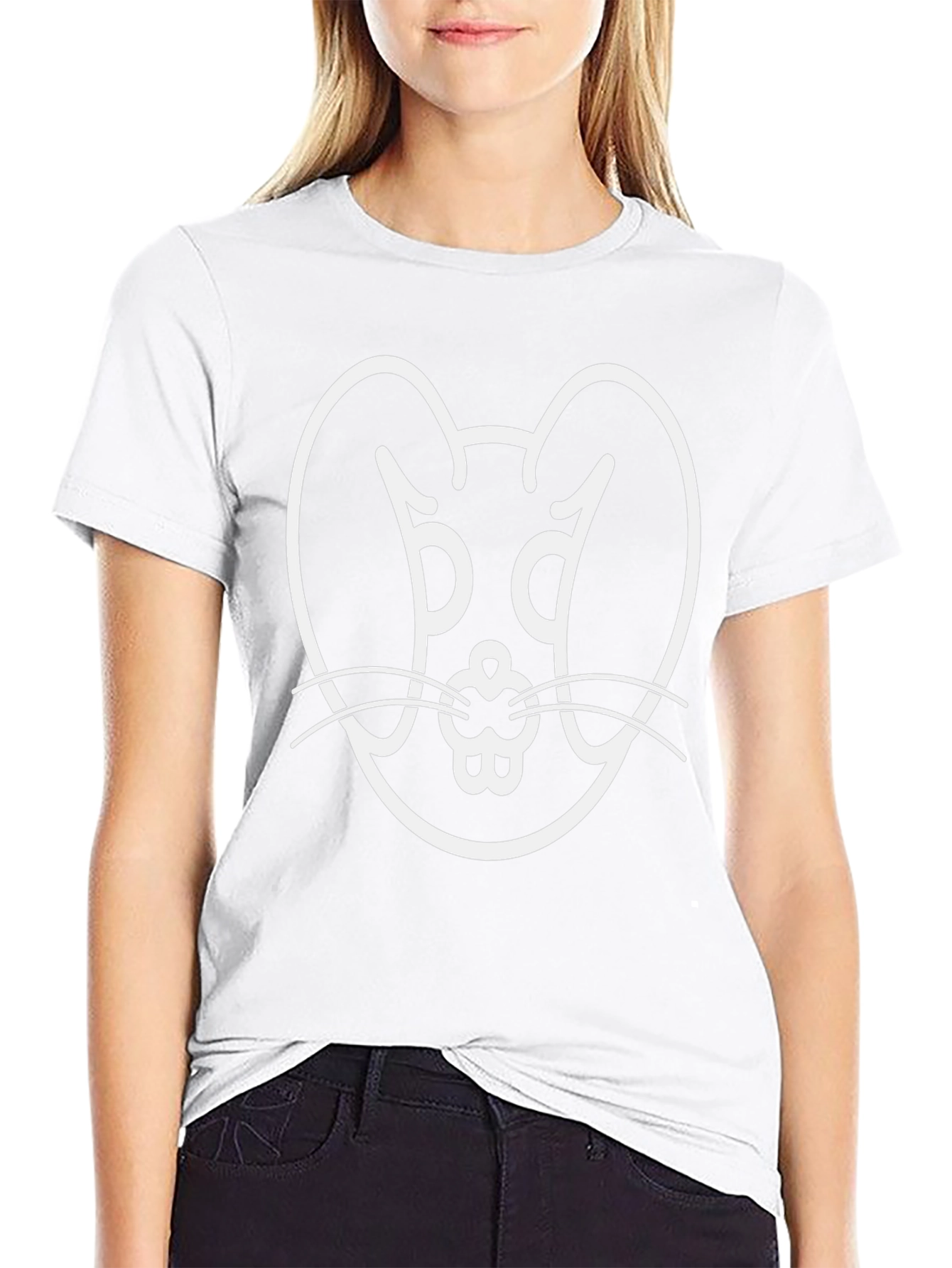 Bunny Graphic Tee - Black Cotton Blend T-Shirt
