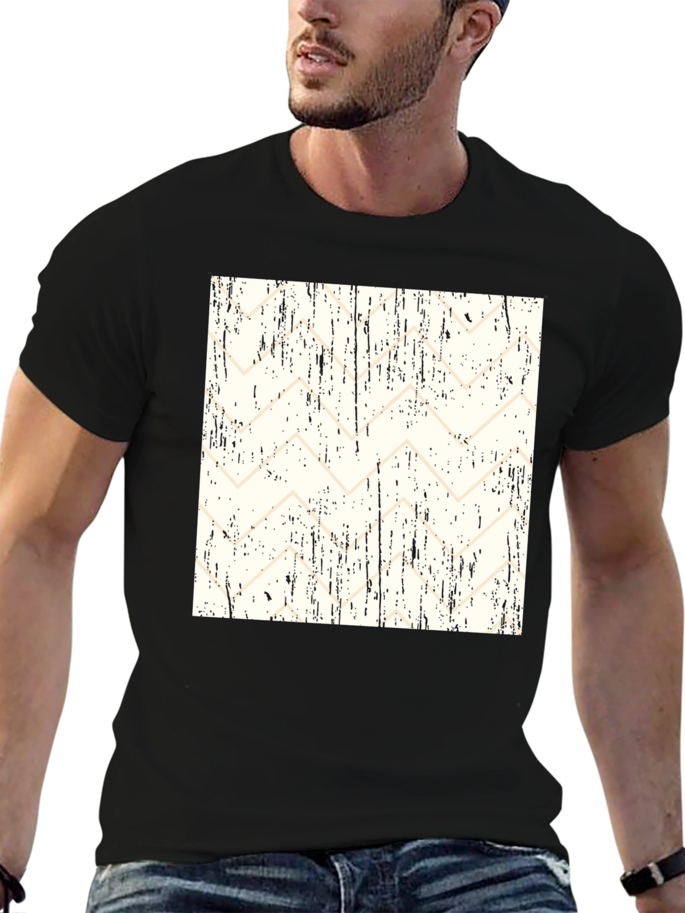 Abstract Pattern Black T-Shirt