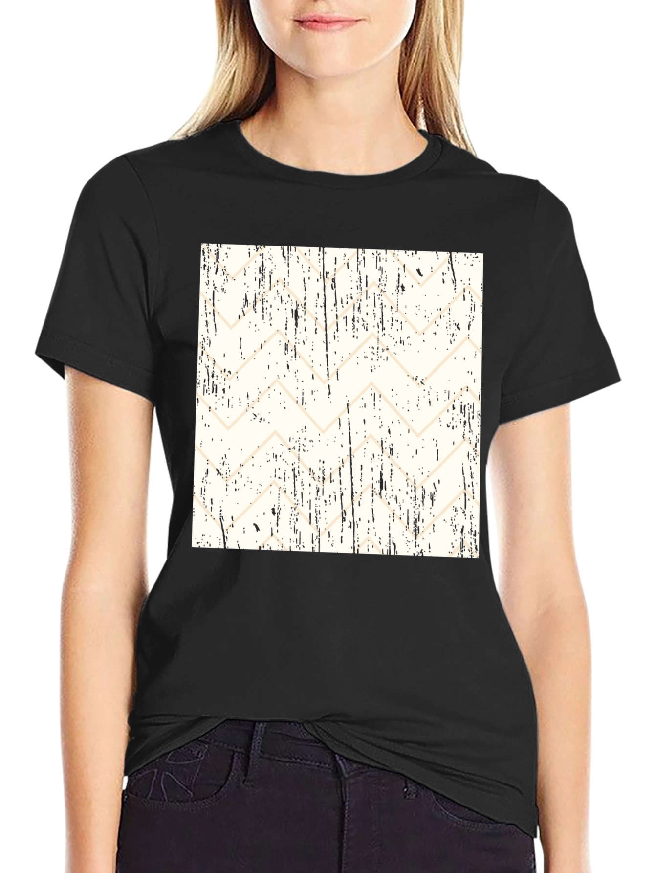 Abstract Pattern Black T-Shirt