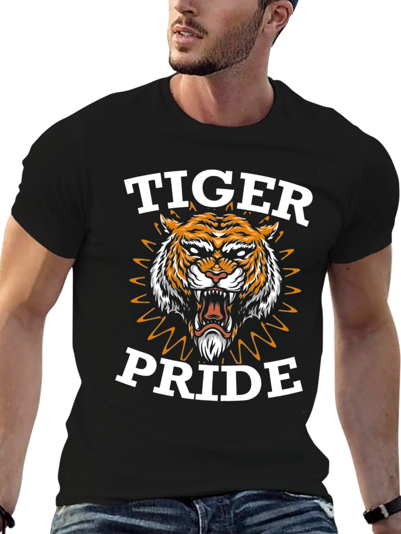 Tiger Pride Graphic Tee - Black Cotton T-Shirt