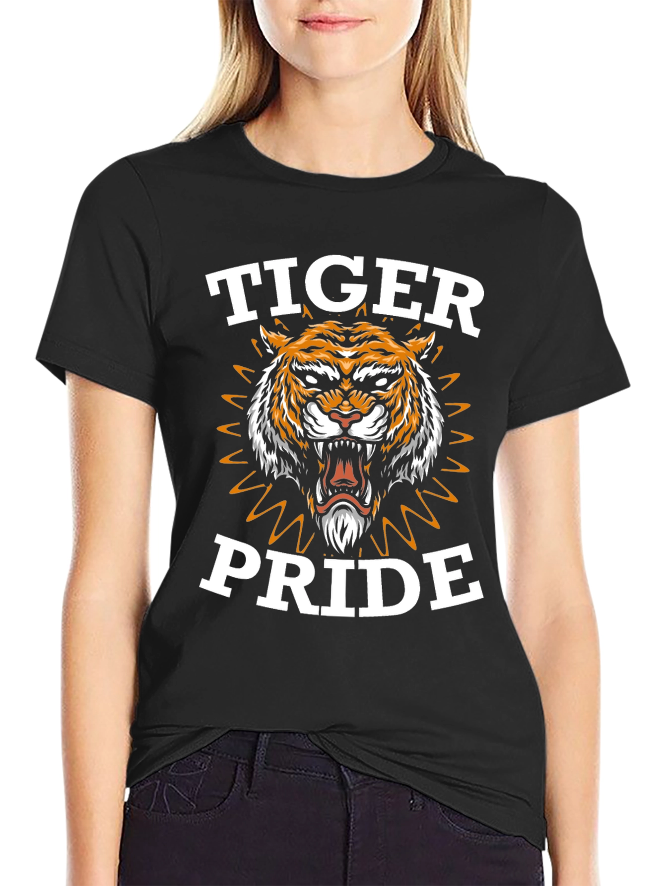 Tiger Pride Graphic Tee - Black Cotton T-Shirt