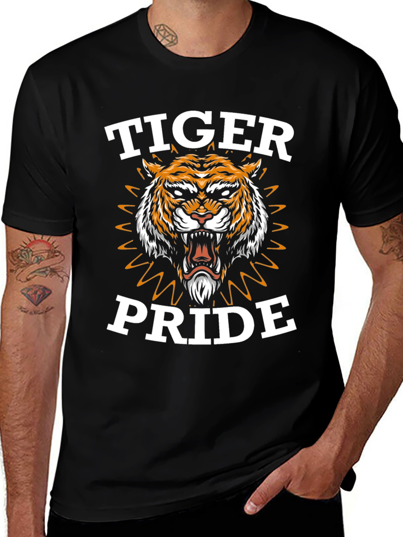 Tiger Pride Graphic Tee - Black Cotton T-Shirt