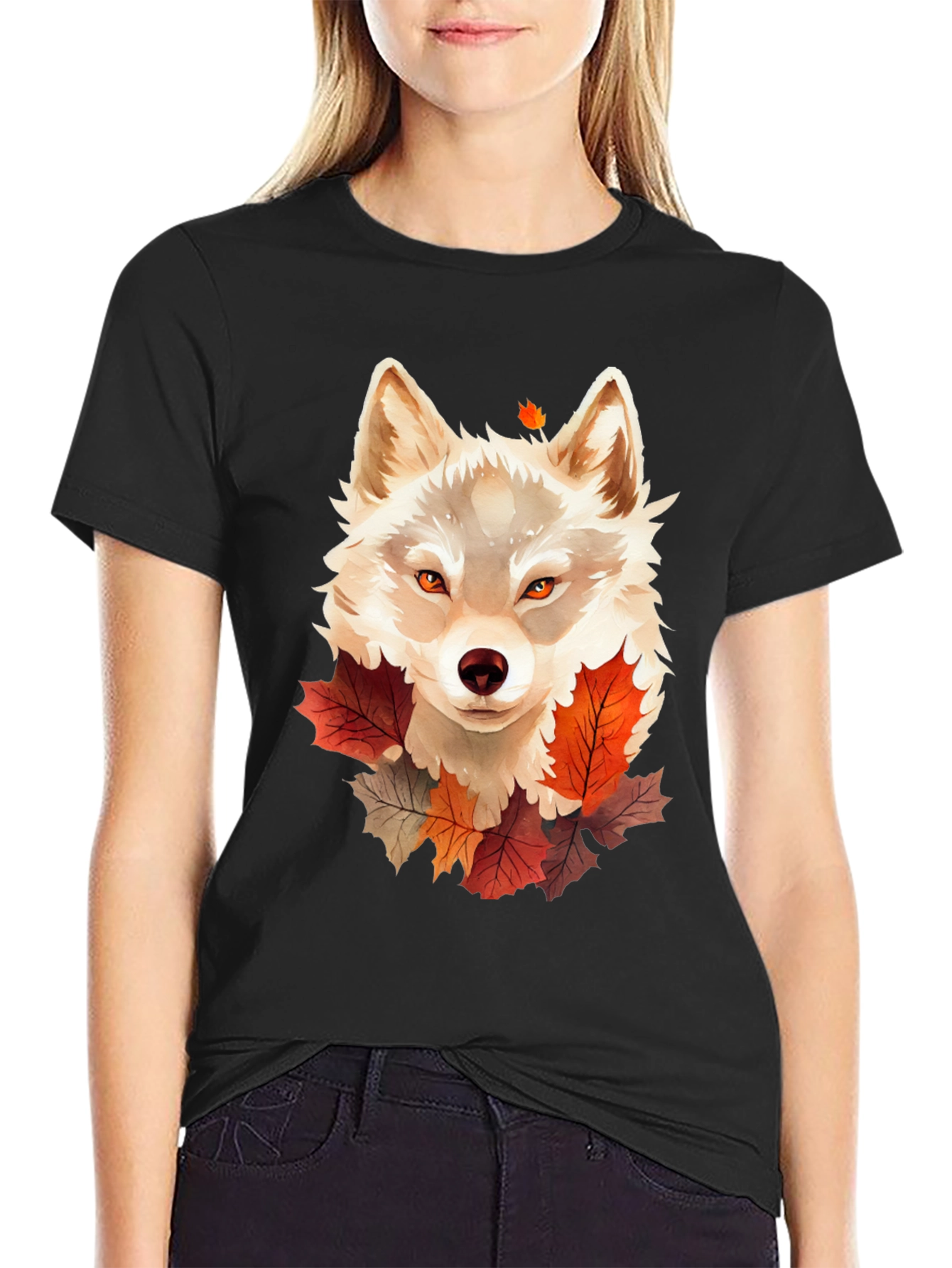 Autumn Wolf Graphic Tee - Stylish Fall Design