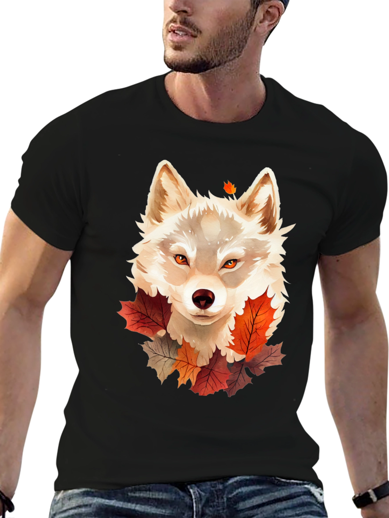 Autumn Wolf Graphic Tee - Stylish Fall Design