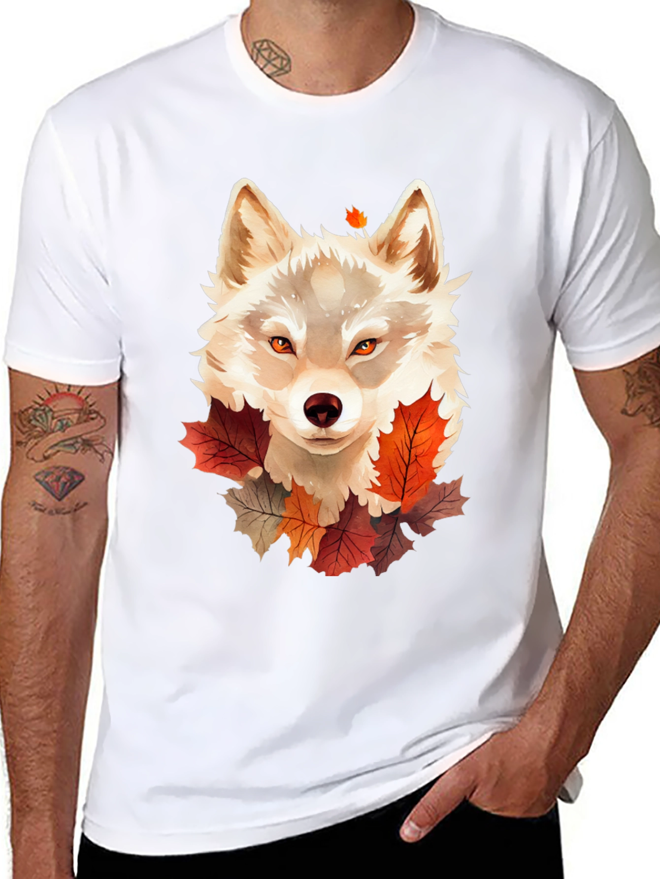 Autumn Wolf Graphic Tee - Stylish Fall Design