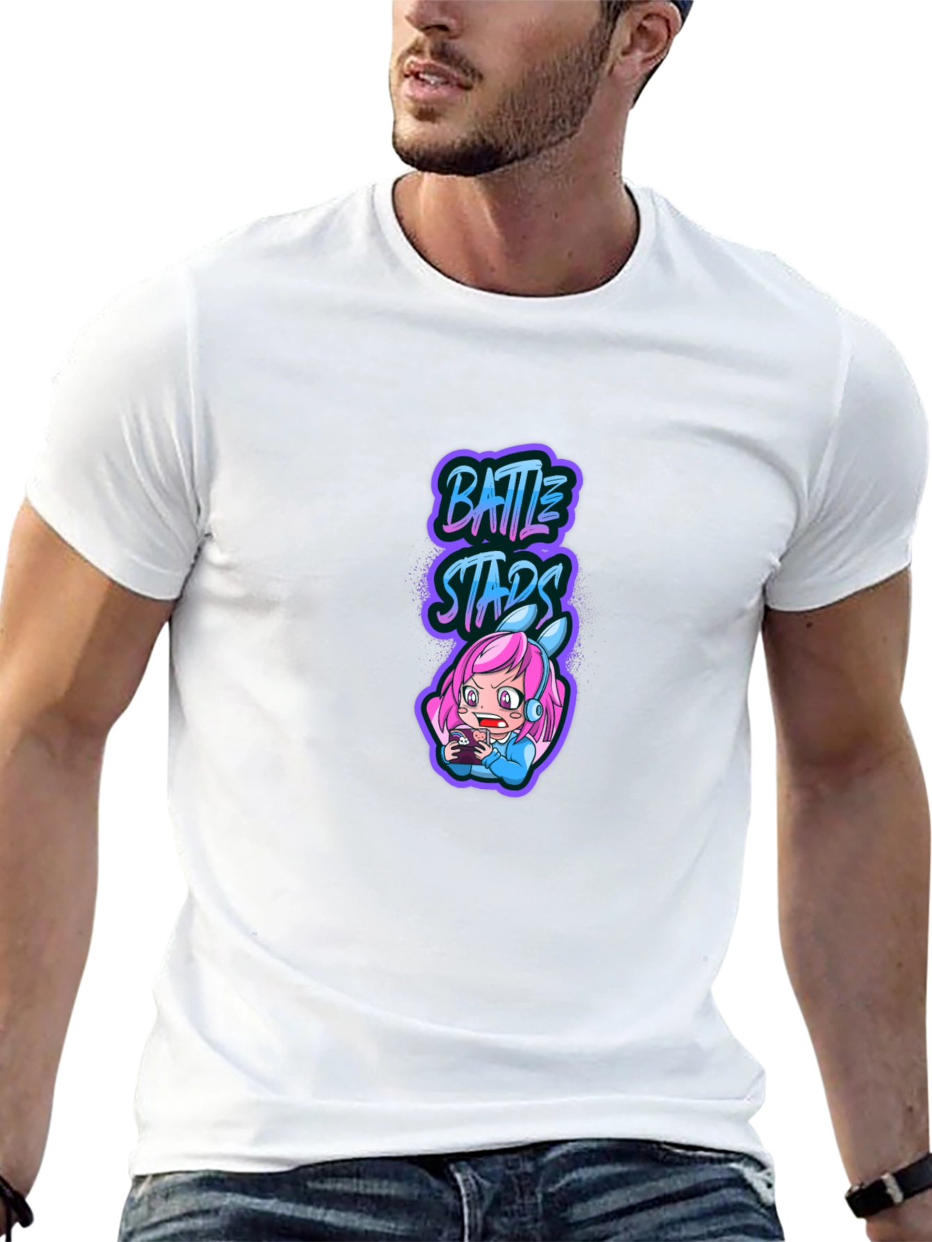 Battle Stars Anime Gamer Black T-Shirt