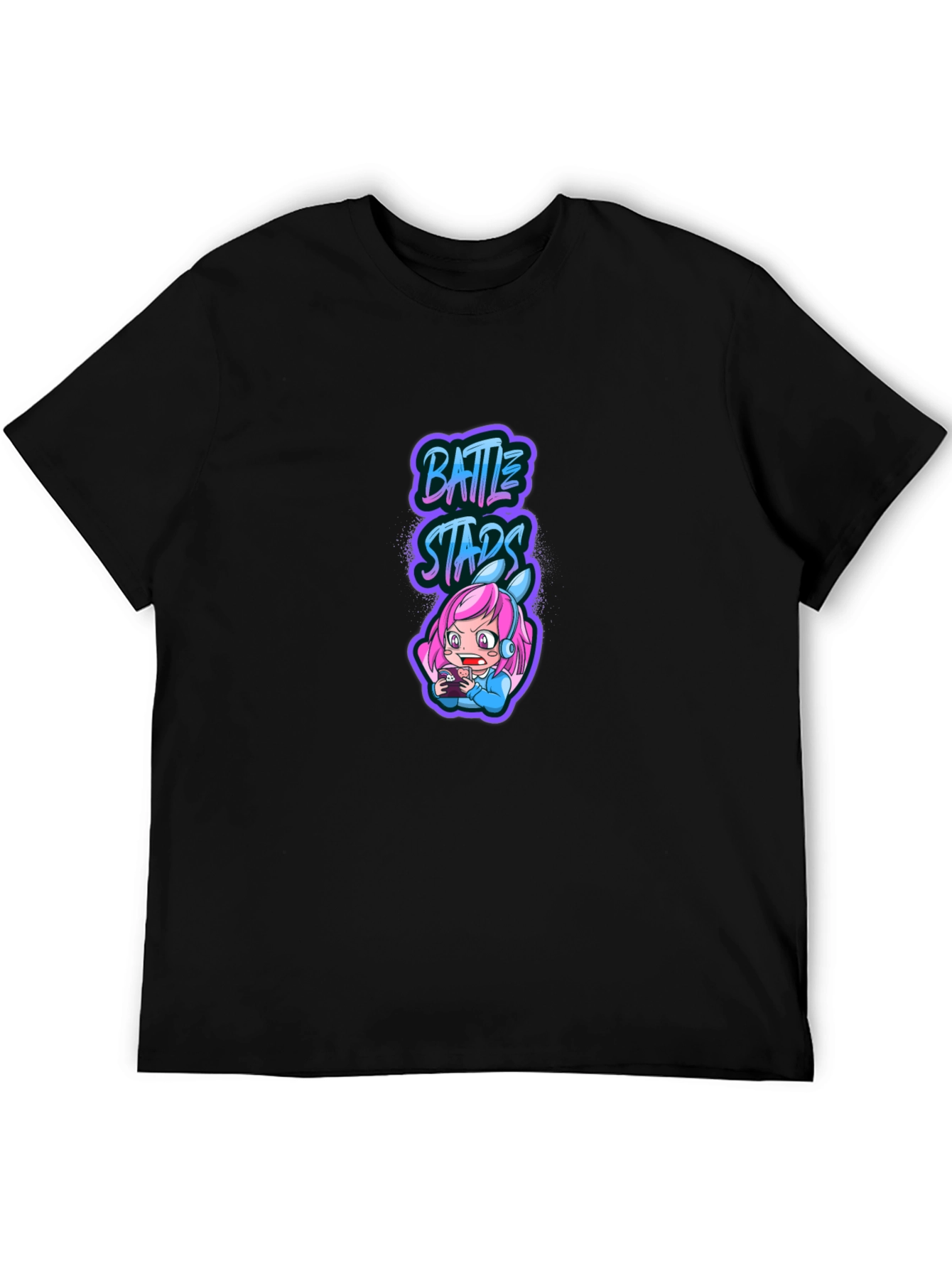 Battle Stars Anime Gamer Black T-Shirt
