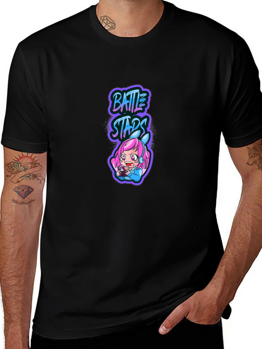 Battle Stars Anime Gamer Black T-Shirt