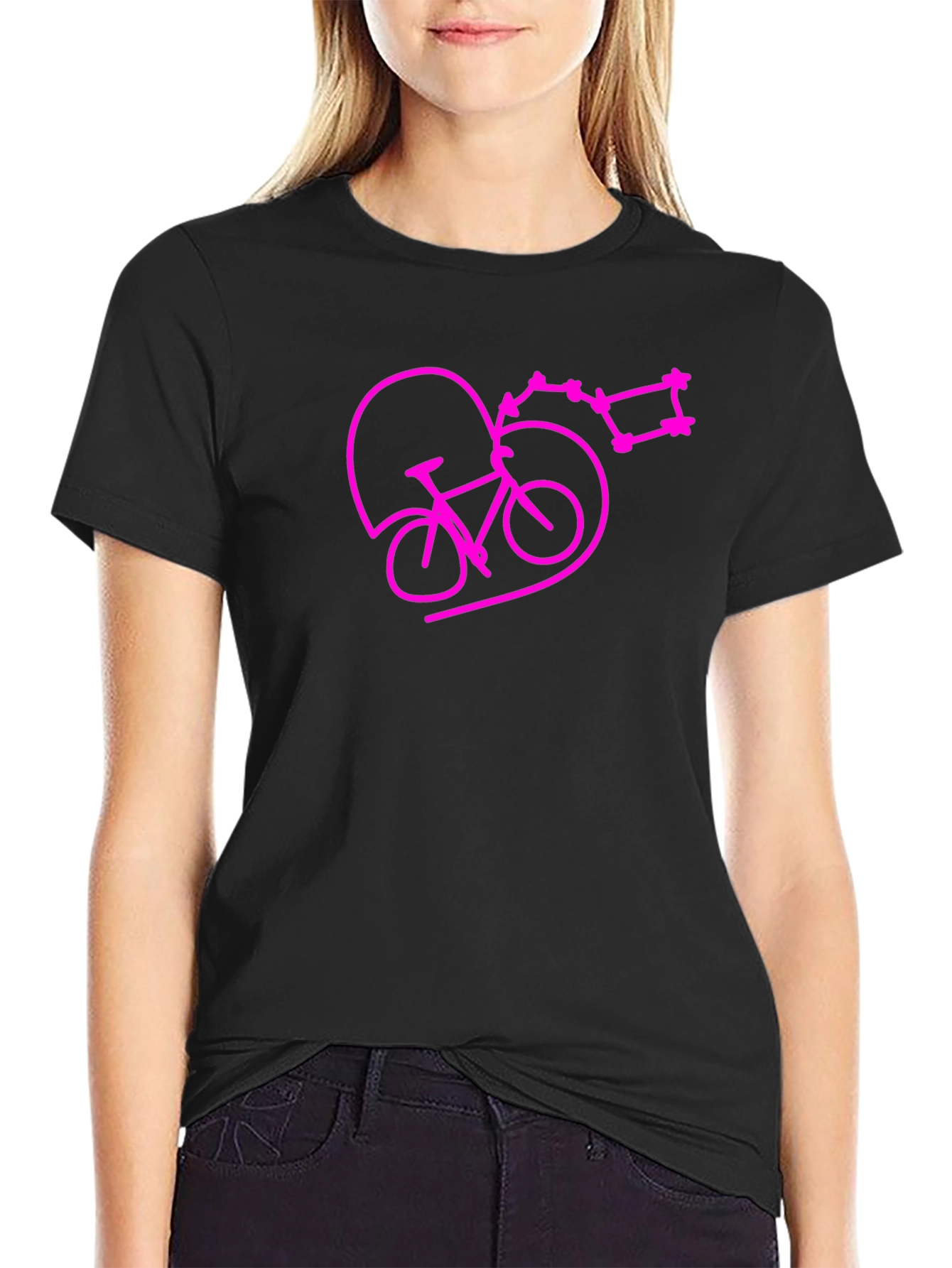 Bike & Heart Tee - Black Cotton Blend
