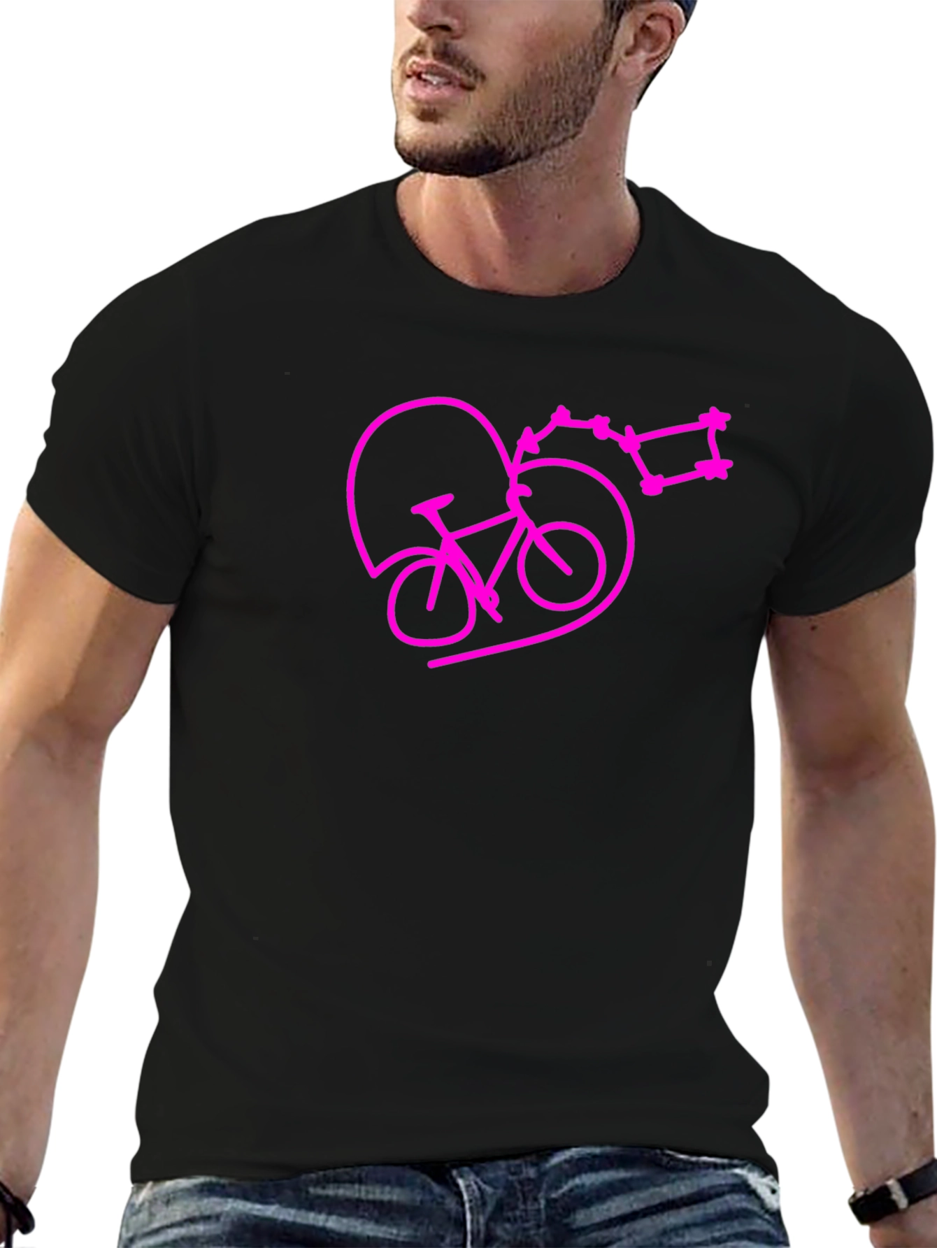 Bike & Heart Tee - Black Cotton Blend