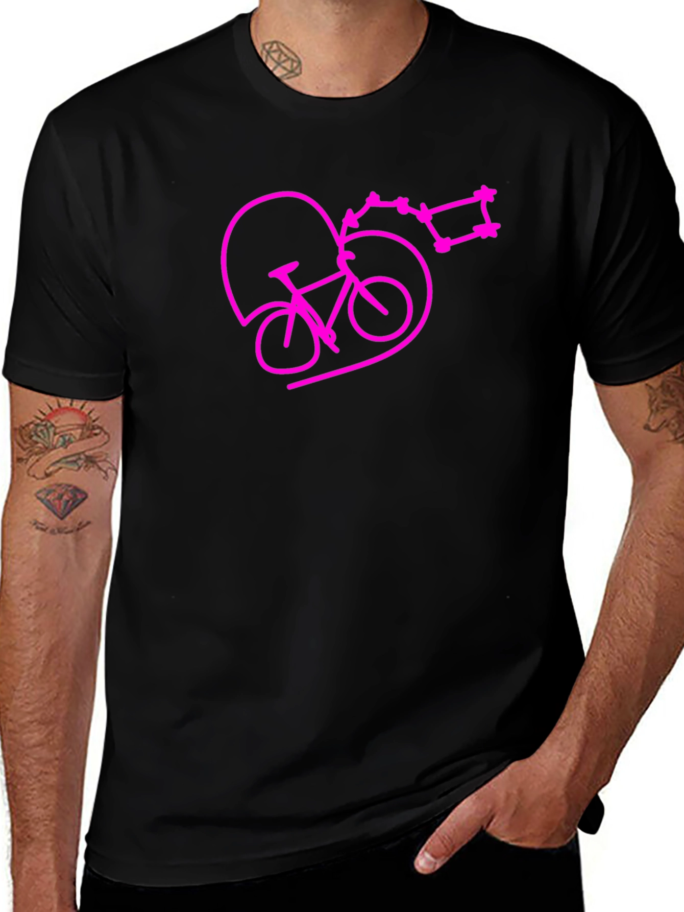 Bike & Heart Tee - Black Cotton Blend
