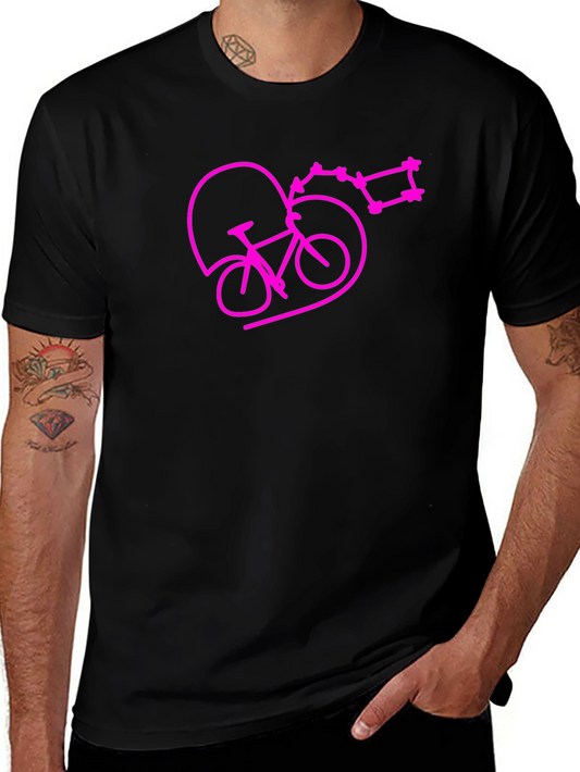 Bike & Heart Tee - Black Cotton Blend