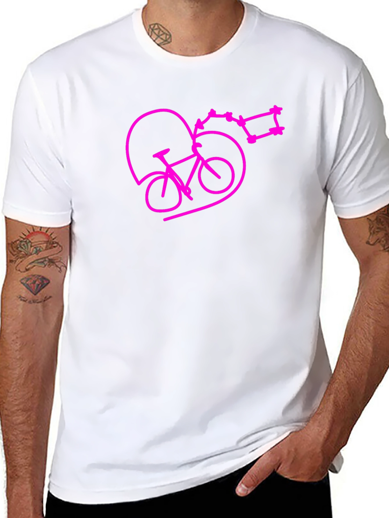 Bike & Heart Tee - Black Cotton Blend