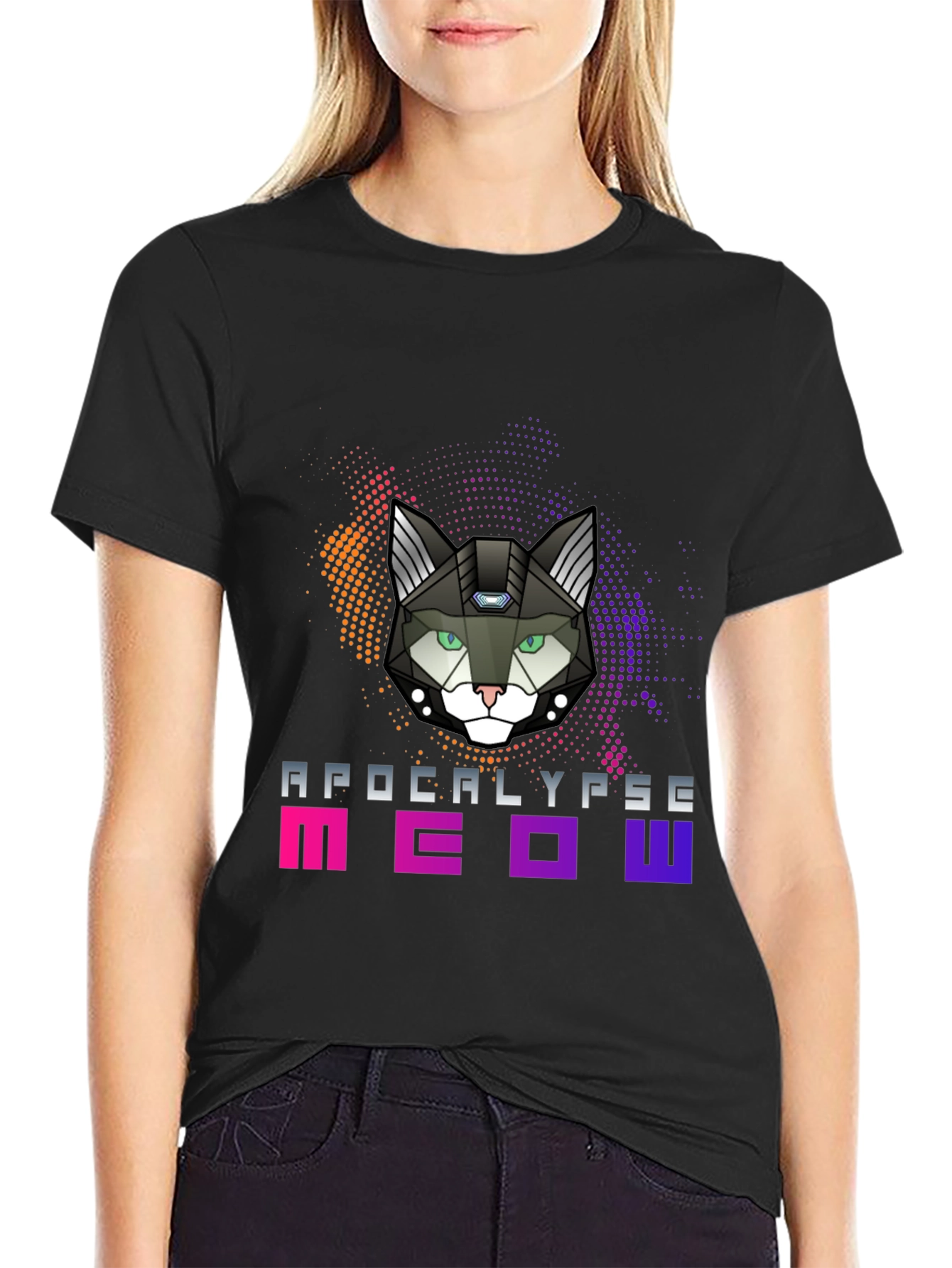 Apocalypse Meow T-Shirt - Futuristic Cat Design
