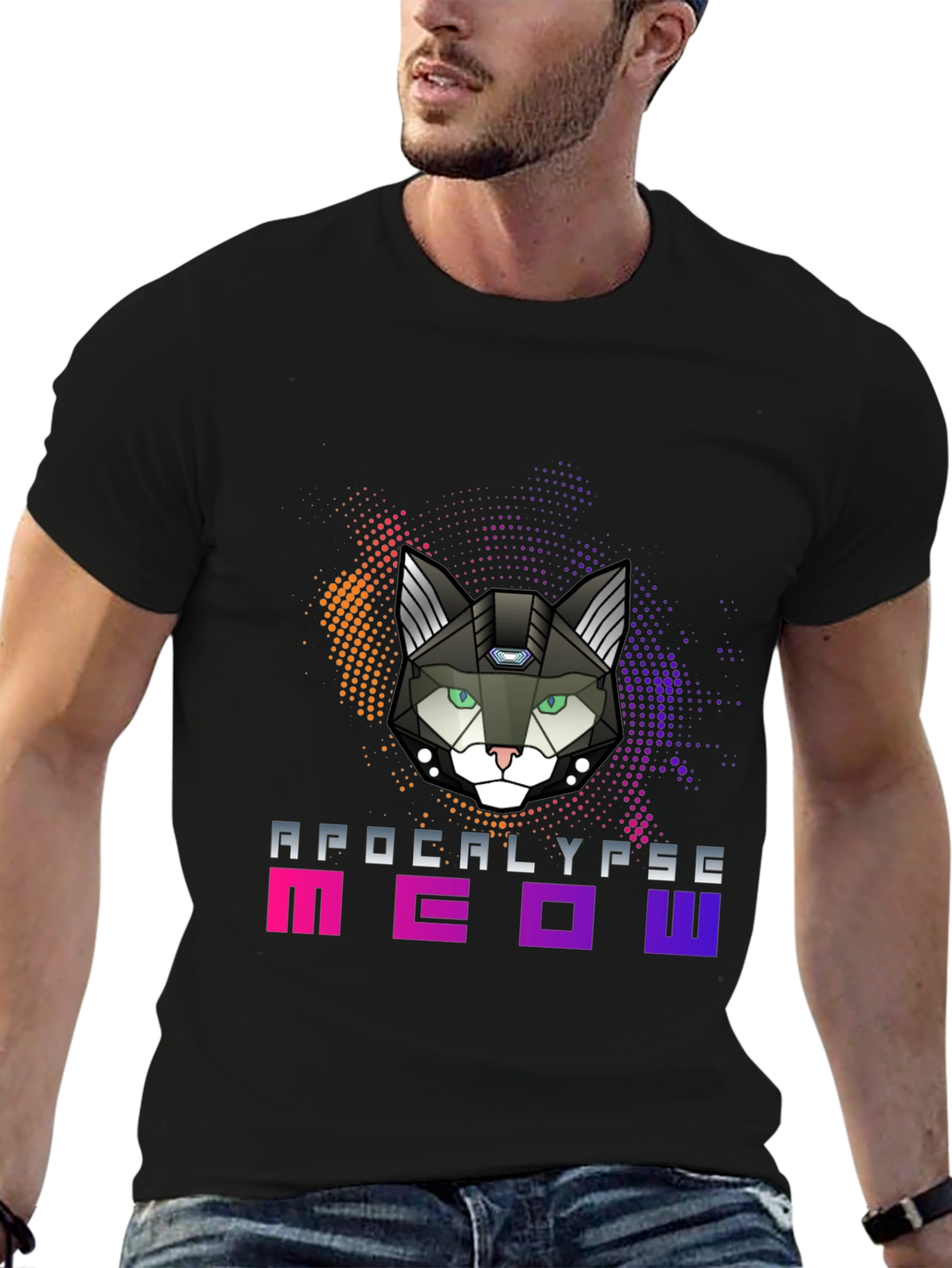 Apocalypse Meow T-Shirt - Futuristic Cat Design